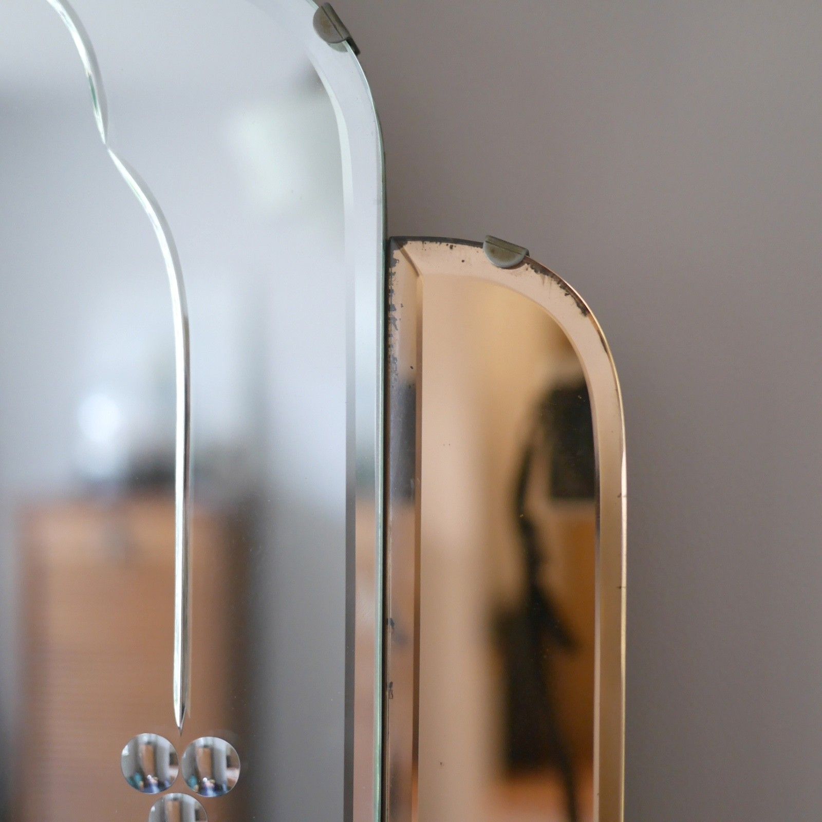 photo buy Large Art Deco Vintage Peach Skyscraper Mirror Original 1930s #102999