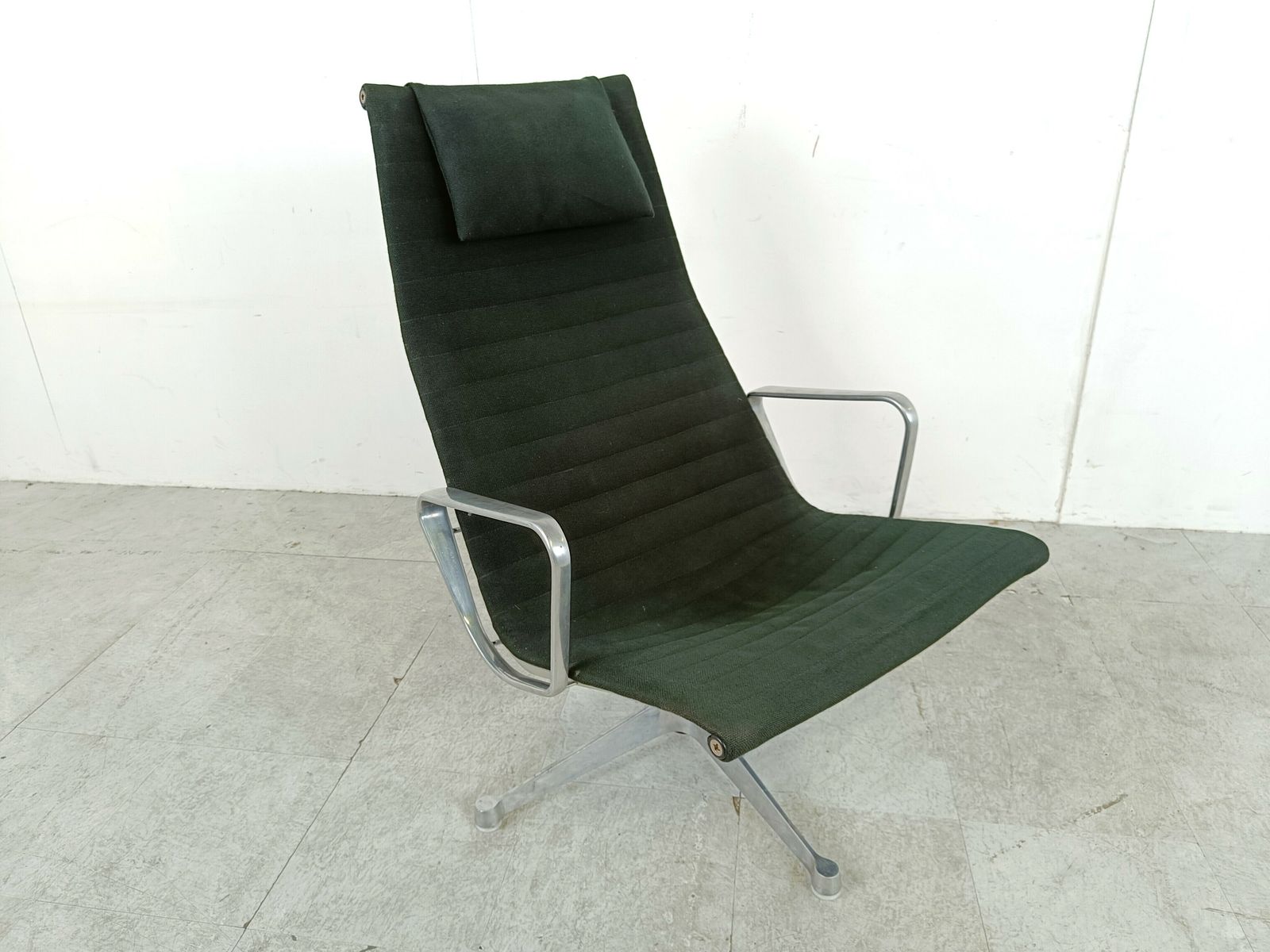 photo for sale Charles & Ray Eames Ea124 Lounge Chair In Black Fabric, 1970s