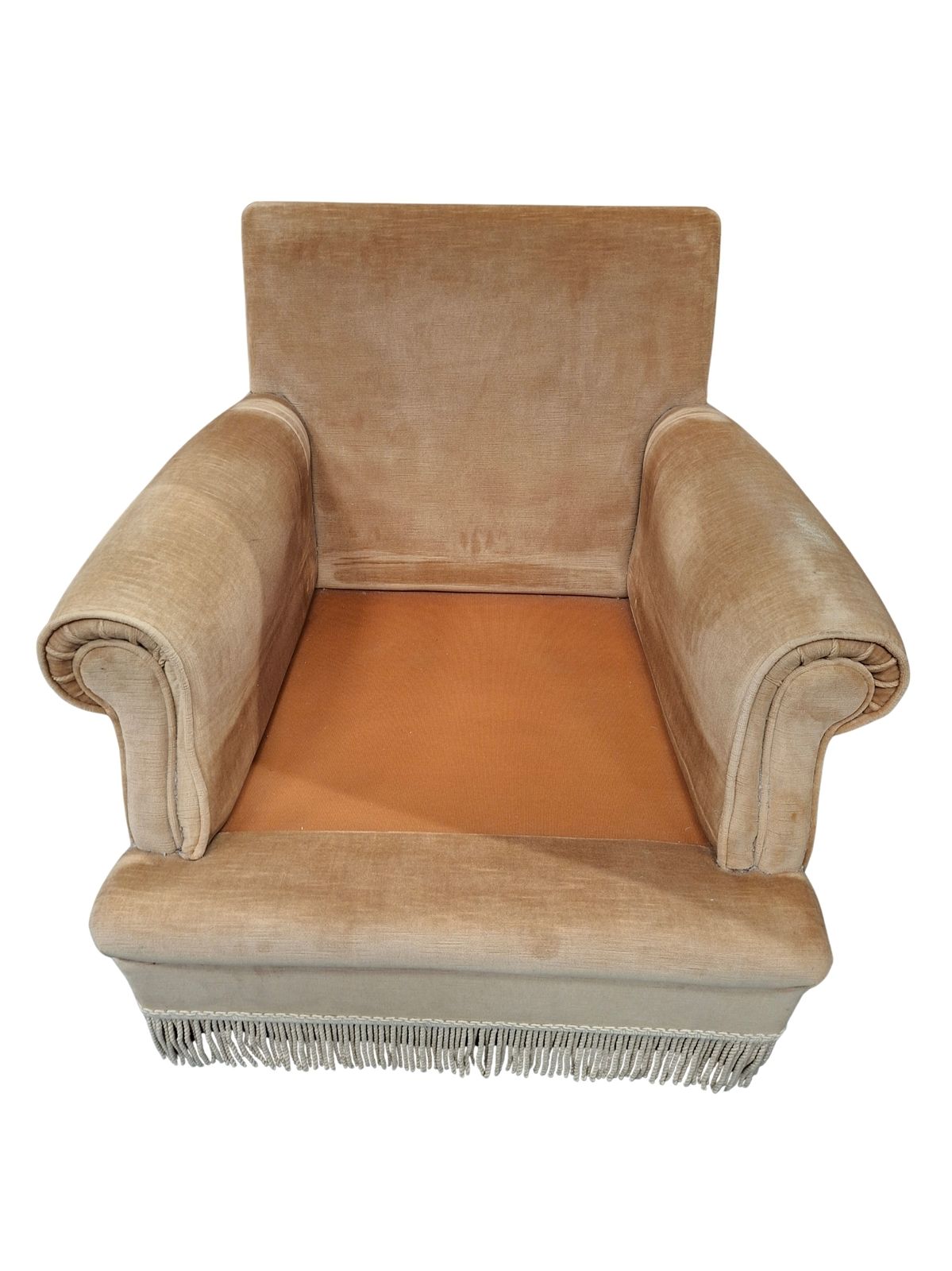 photo furniture Set Salotto In Ciniglia Degli Anni ’70 Con Frangia Decorativa