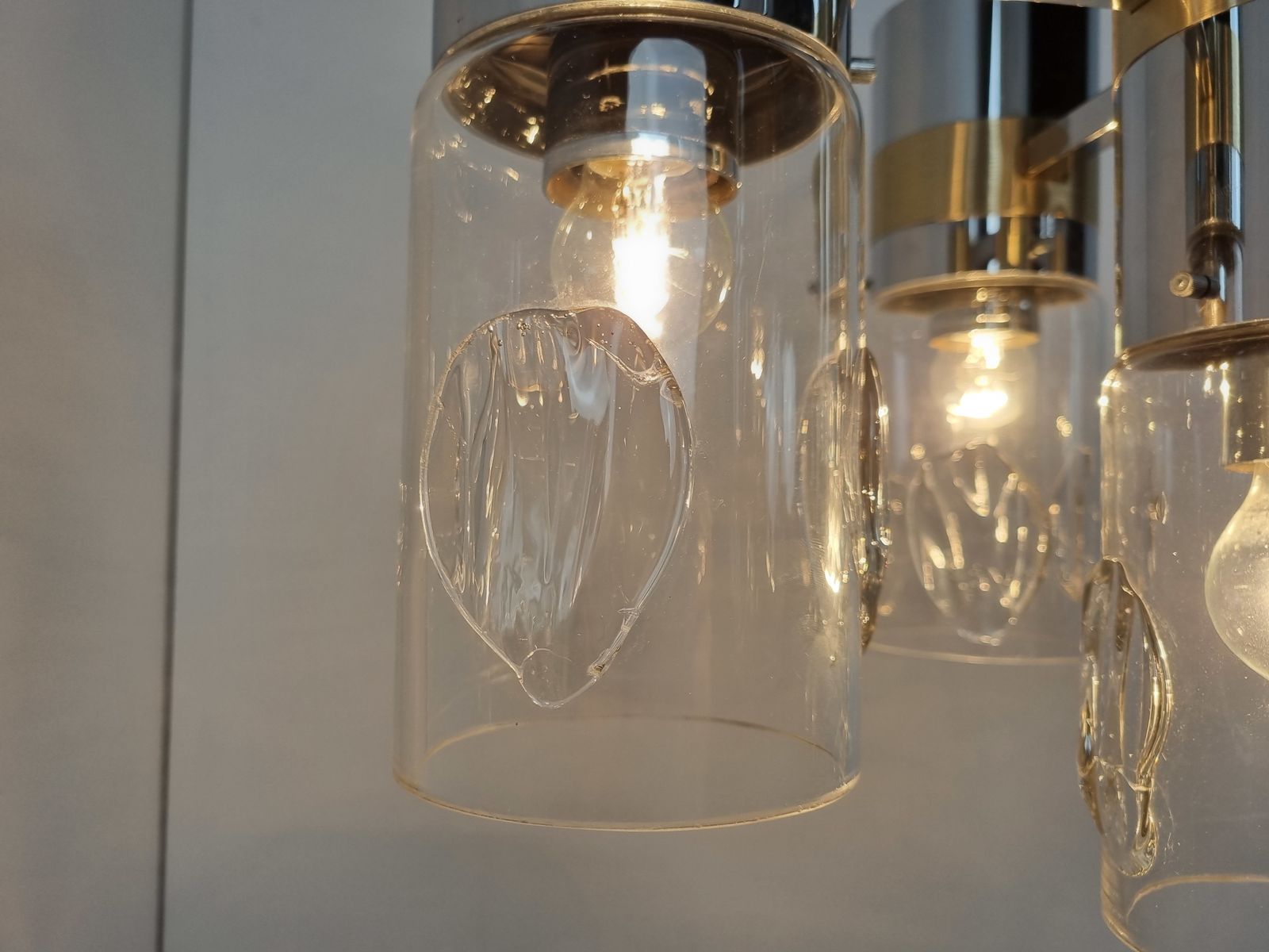 Vintage Italian Glass And Chrome Chandelier, 1970s photo furniture