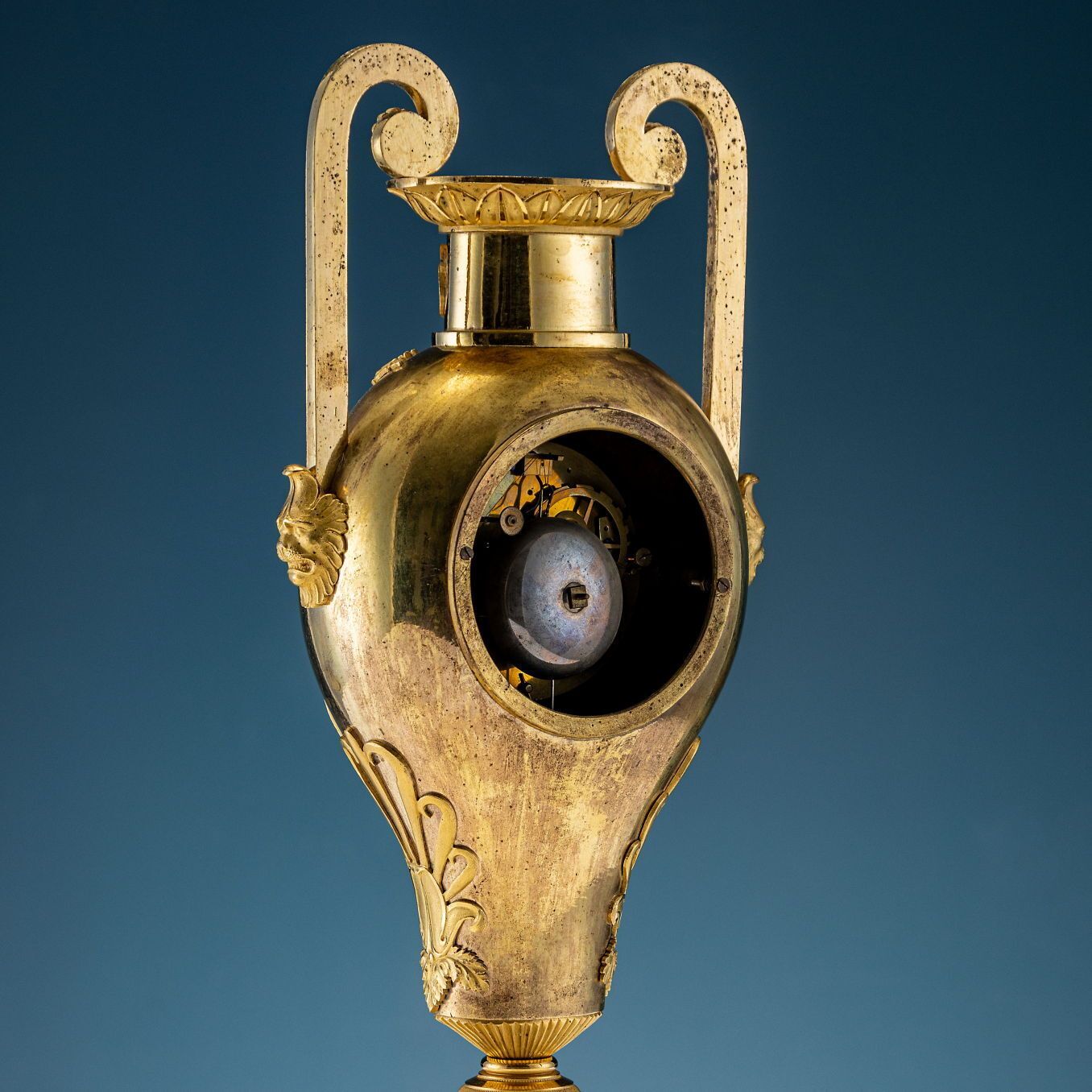 Antique Clock Empire Gilded Bronze France XIX Century photo for sale