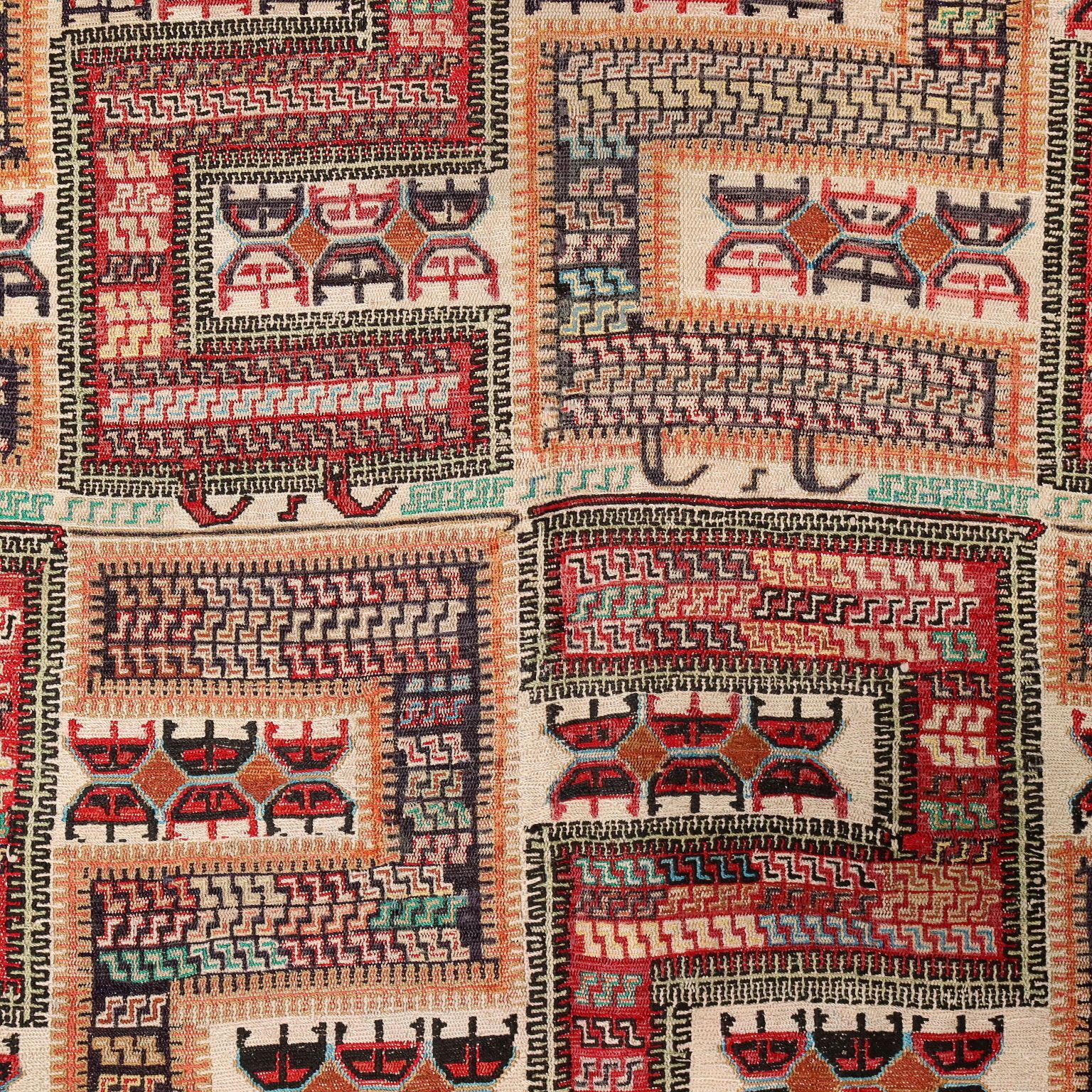 Antique Asian Carpet Cotton Extra Thin Knot Handmade 75 X 51 In photo vinterior