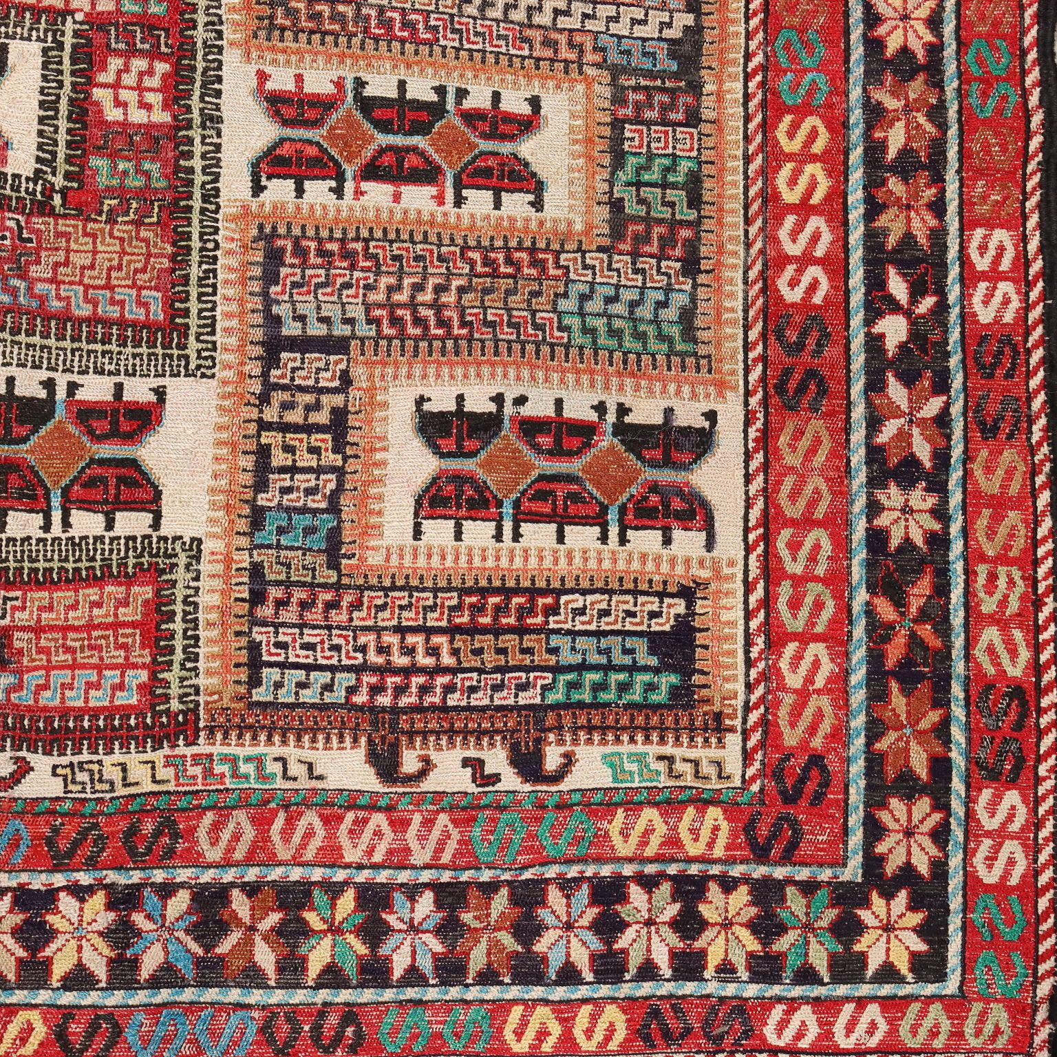 Antique Asian Carpet Cotton Extra Thin Knot Handmade 75 X 51 In photo buy