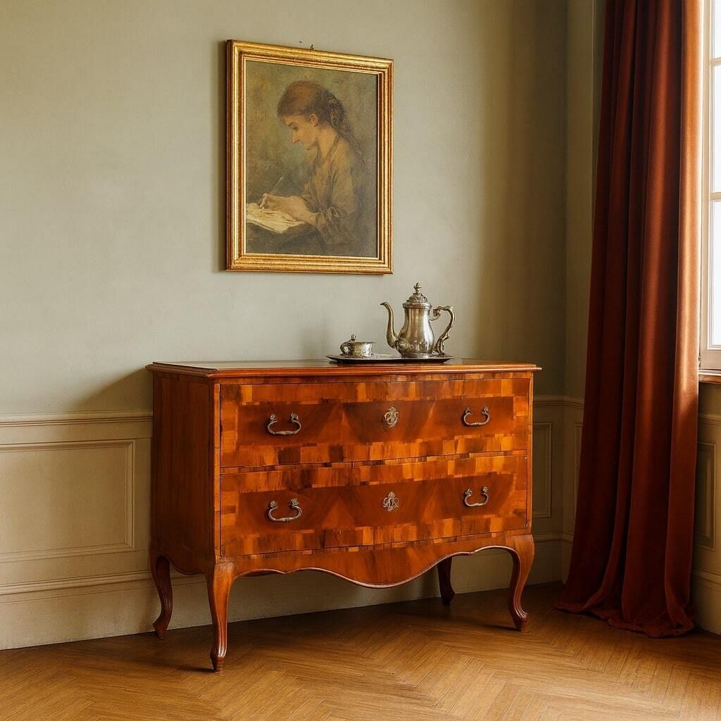 Antique Chest Of Drawers Baroque Walnut 2 Drawers XX Century photo furniture