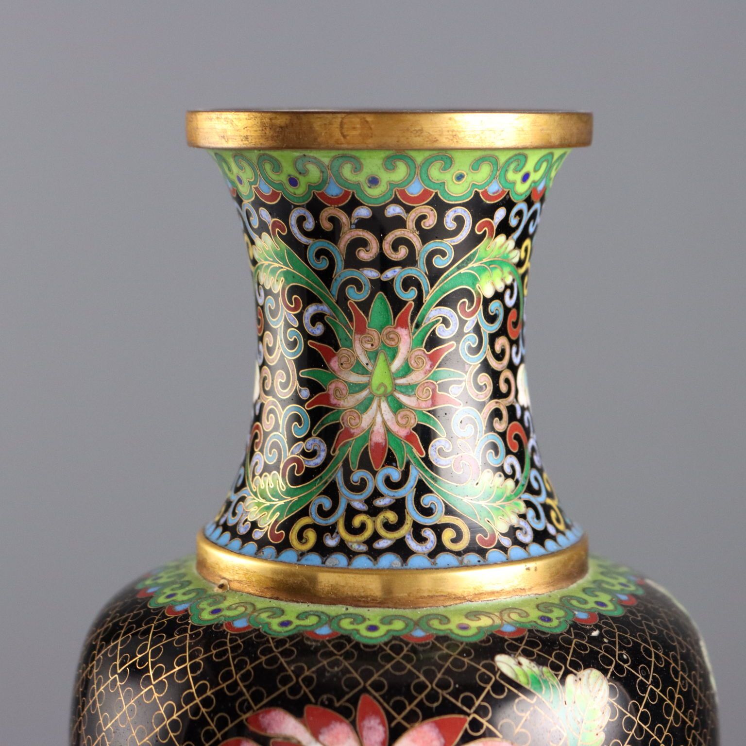 Antique Cloisonné Vases Leaves Decorations China XX Century photo for sale