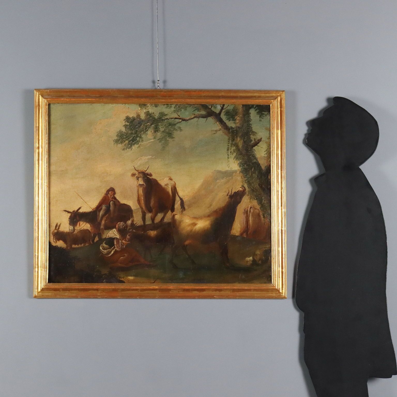Antique Painting Landscape With Shepherds XVIII Century photo for sale