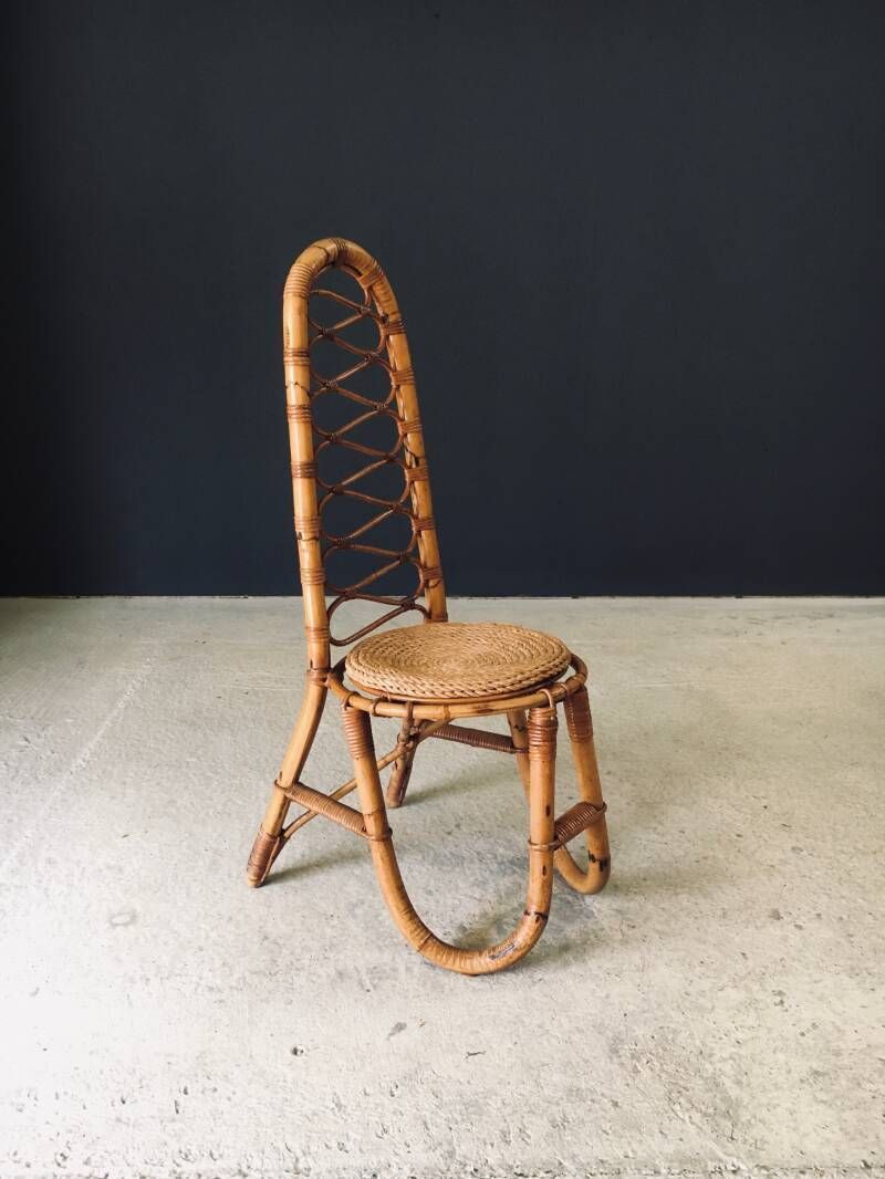 Midcentury Design High Back Bamboo Chair By Rohé Noordwolde, 1960's Netherlands
