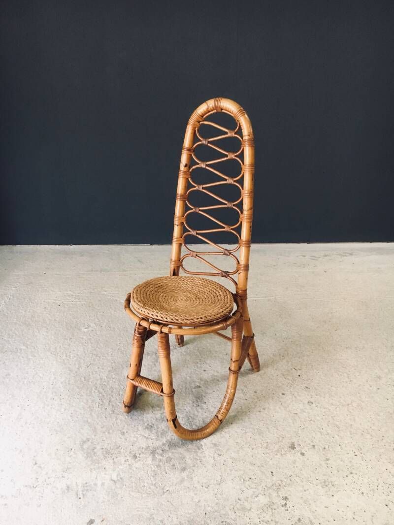 Midcentury Design High Back Bamboo Chair By Rohé Noordwolde, 1960's Netherlands photo for sale