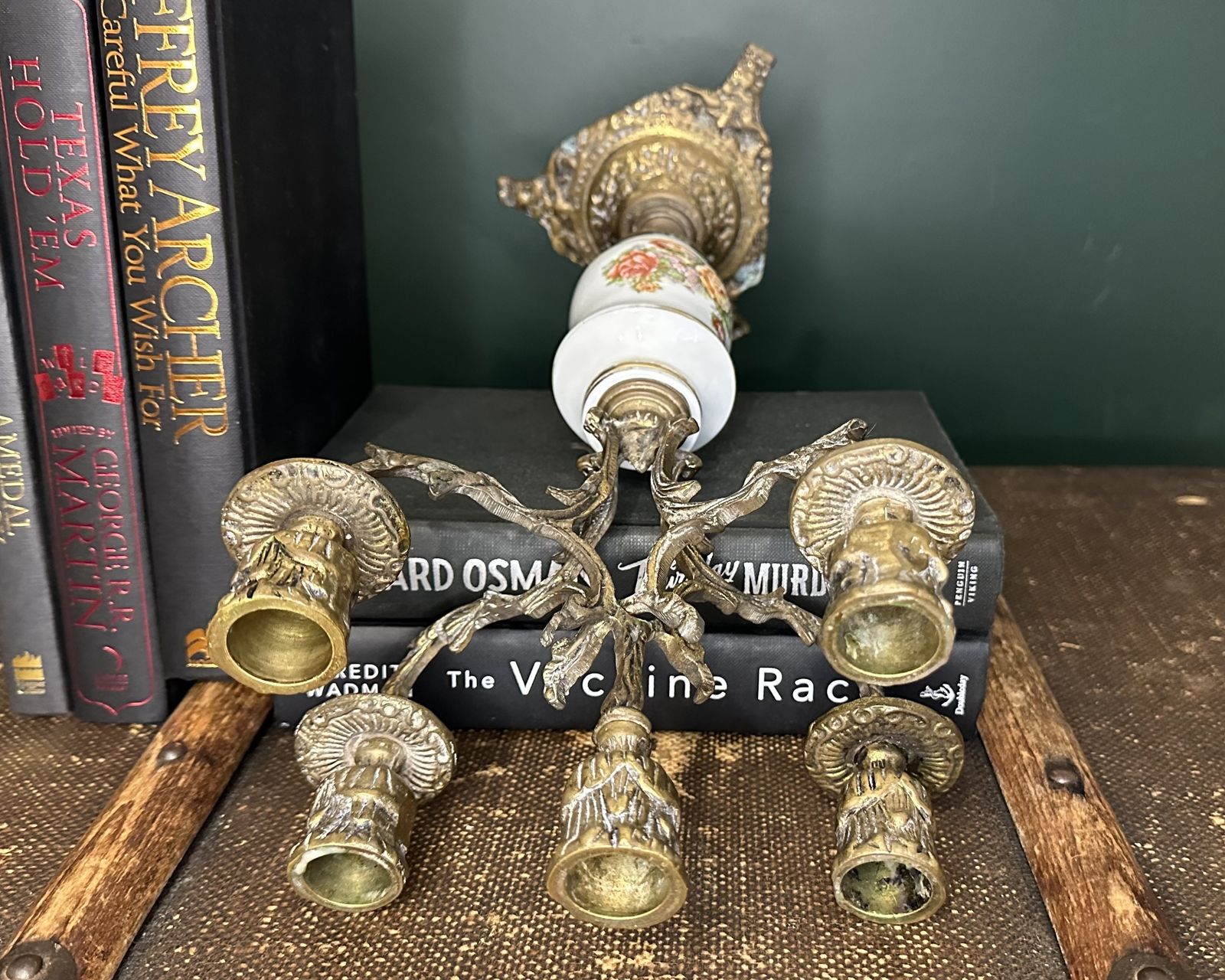 Victorian Revival Articulated Brass Candelabra Porcelain photo 135.0