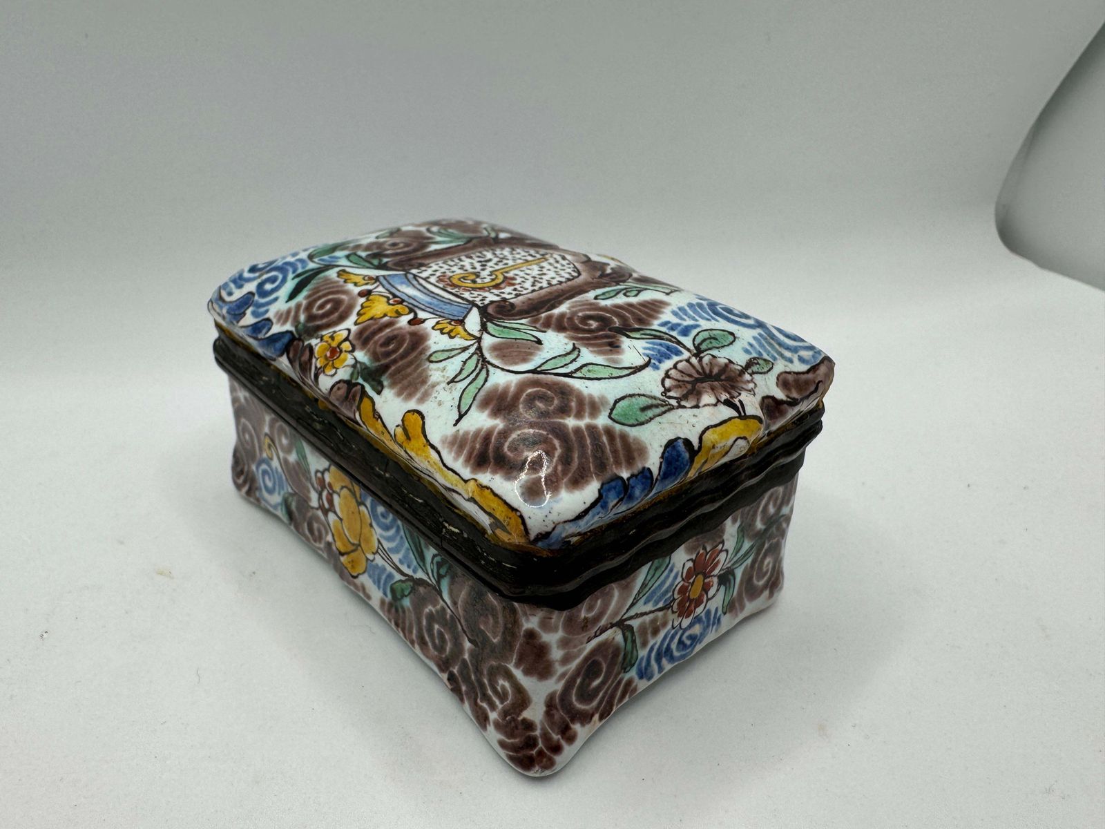 17th Century Dutch Delft Snuff / Patch Box photo Home Decor