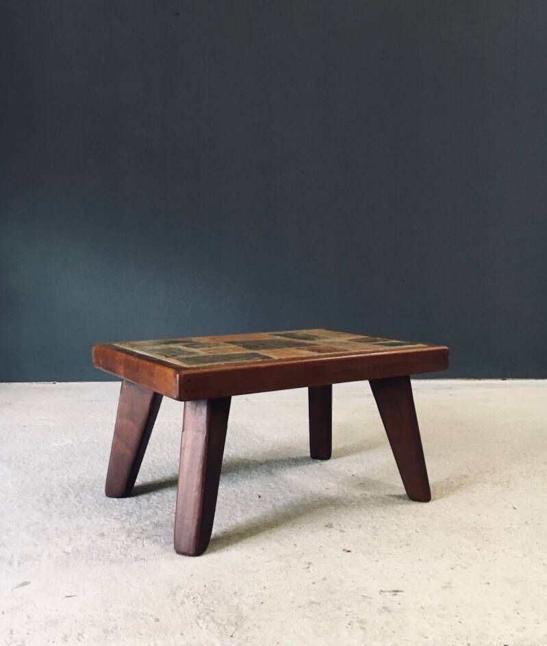 Brutalist Rustiek Design Salontafel Met Leisteen En Eik, België, Ca. Jaren 1960 photo 1300.0