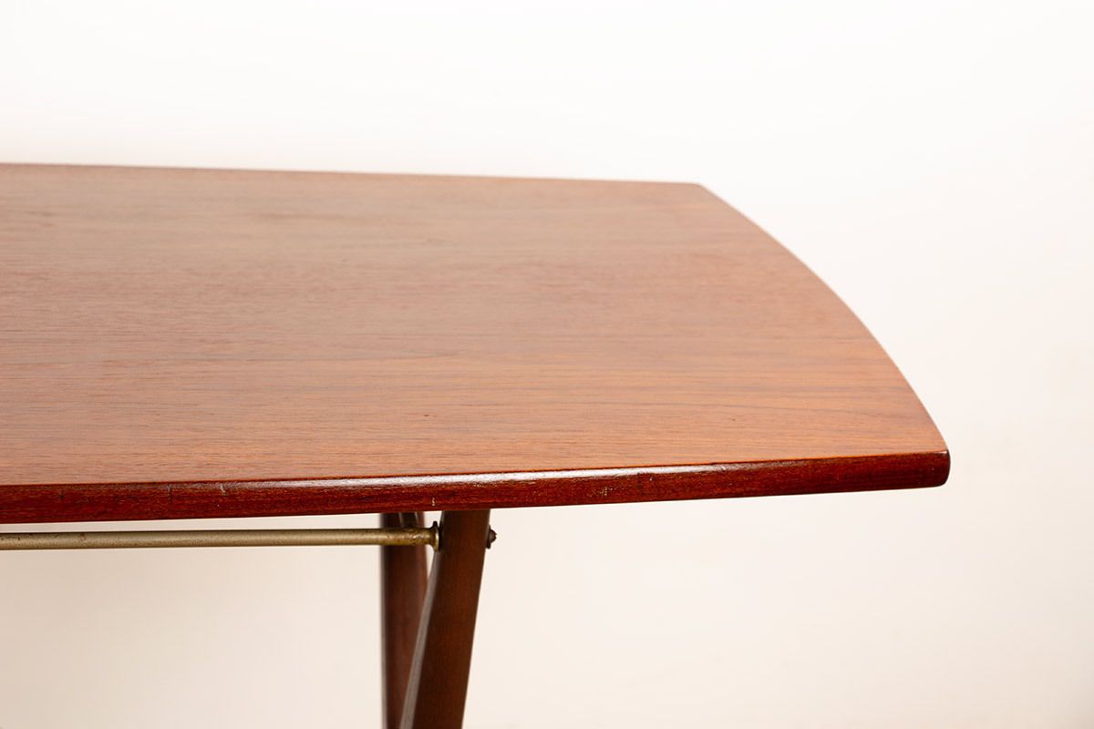 Table à manger et table basse scandinave vintage réglable en teck, par Frederik Kayser pour Gustav Bahus, Norvège, 1960. photo furniture