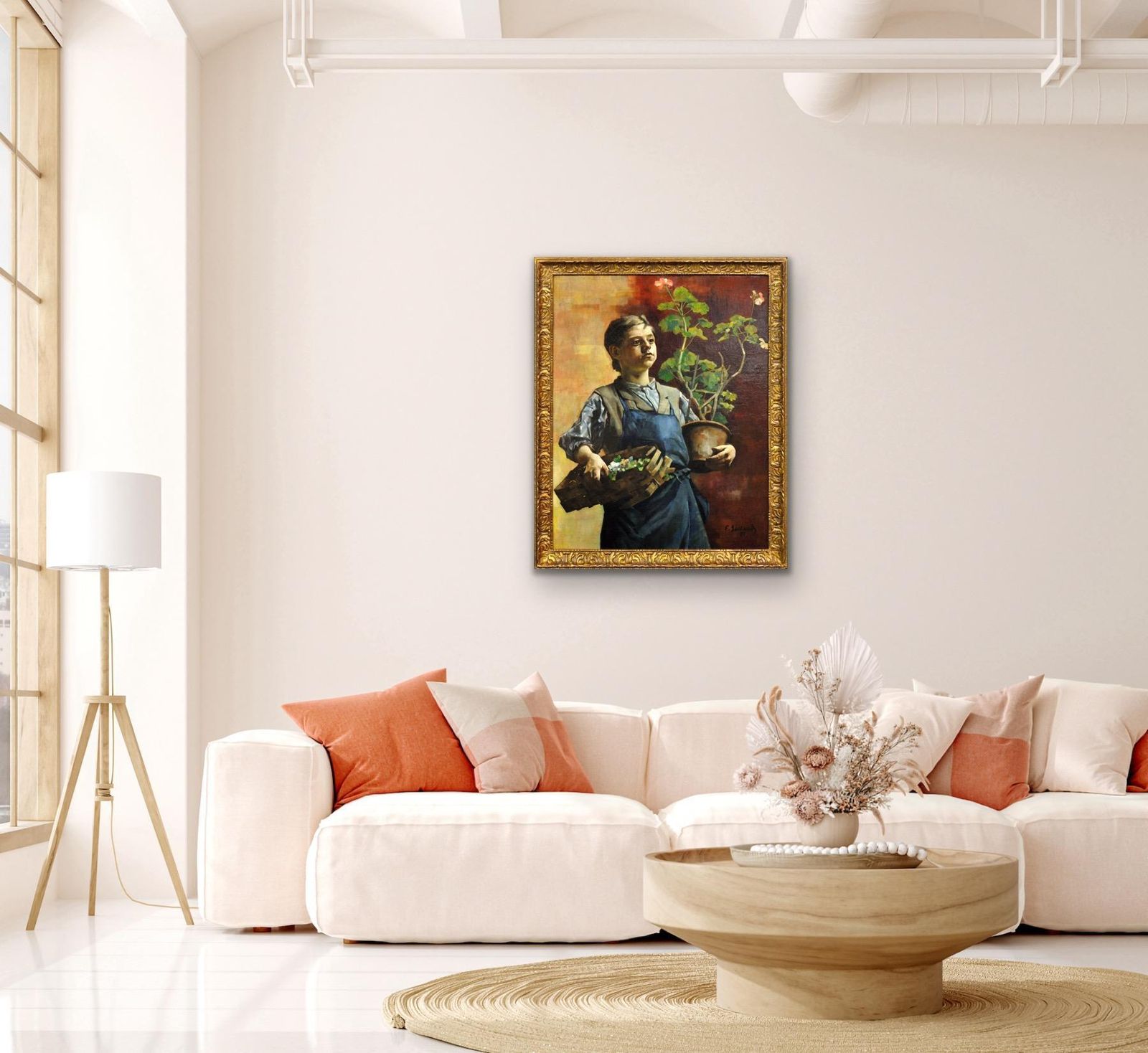 François Gailliard 1861 To 1932. Le Petit Jardinier. A Belgian Master Of Light And Form. Framed 1887 Luminist Oil Painting. photo buy
