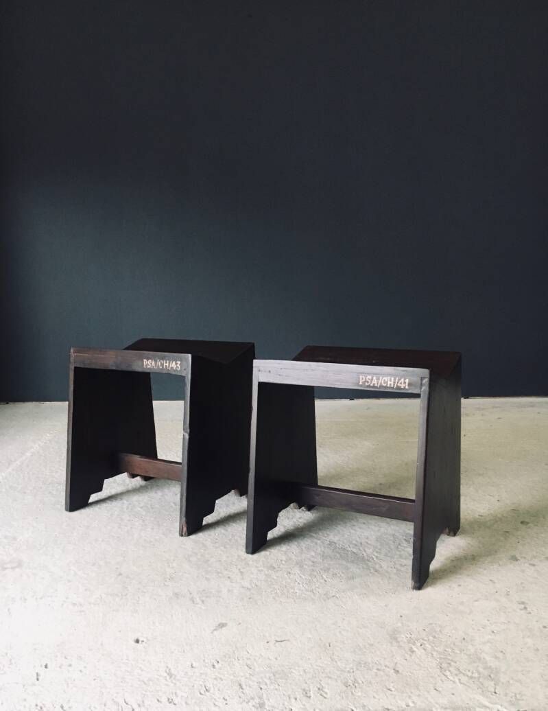 Modernistisch Design Pj Si 68 A Naaikkrukkenset Door Pierre Jeanneret Voor Chandigarh, Jaren 1950, India photo Meubels