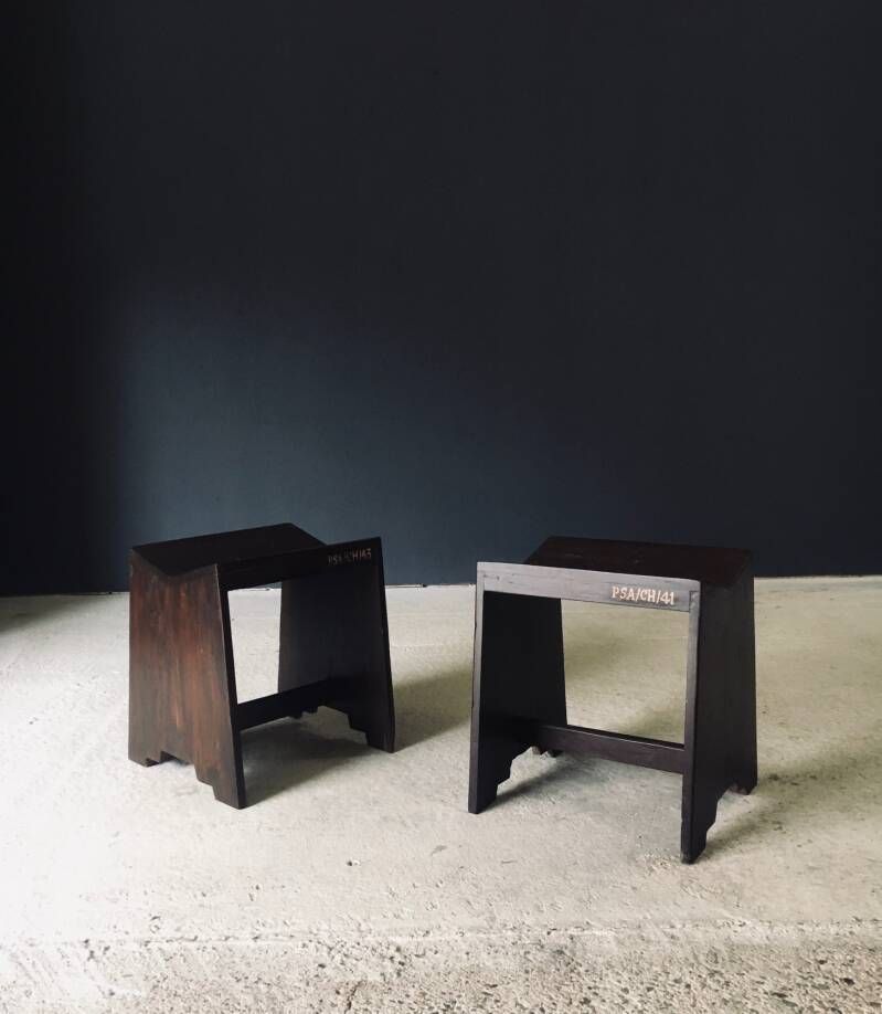 Modernist Design Pj Si 68 A Sewing Stool Set By Pierre Jeanneret For Chandigarh, 1950's India photo 14000.0
