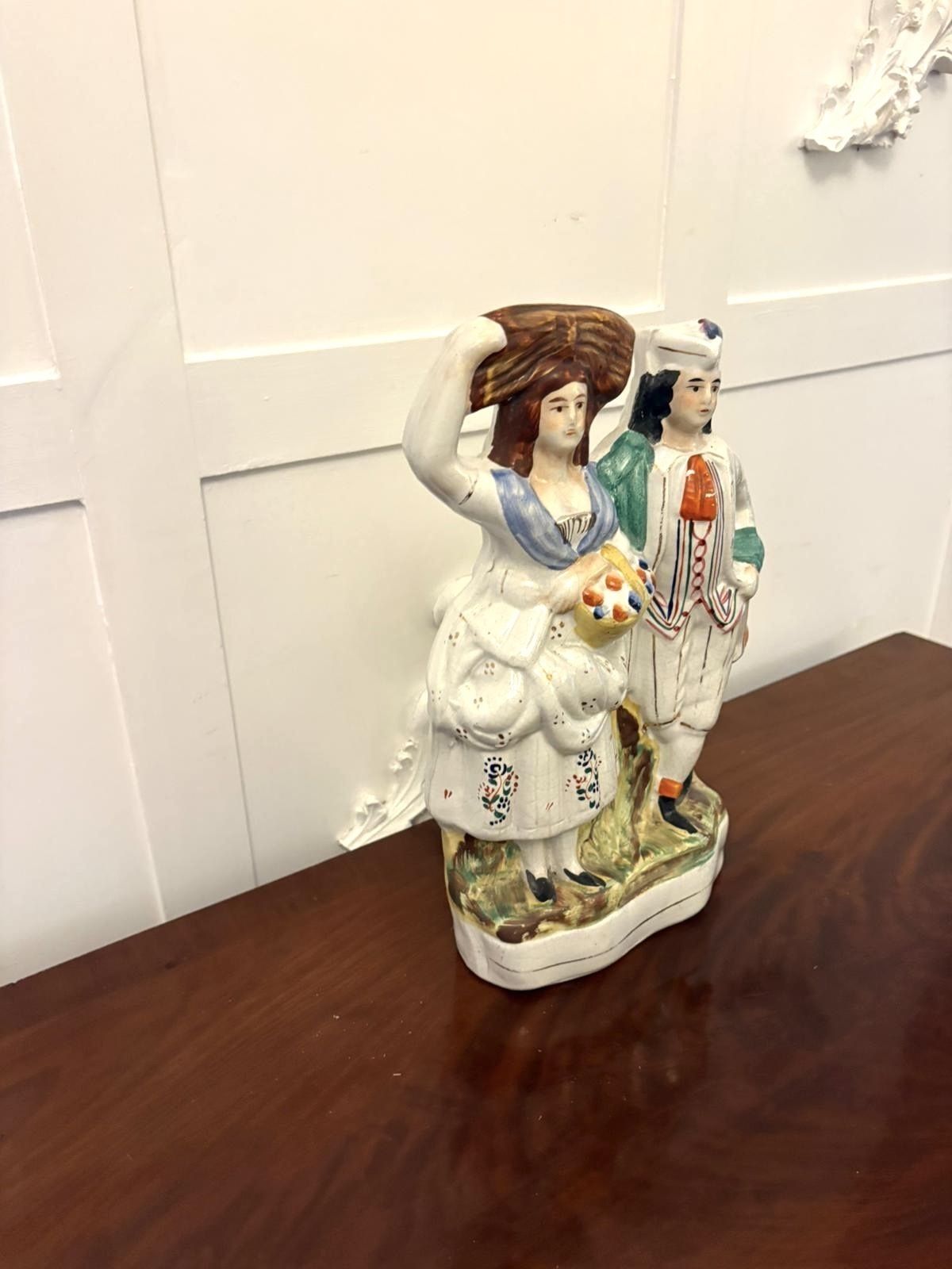 Antique Staffordshire Flatback Of A Country Couple photo for sale