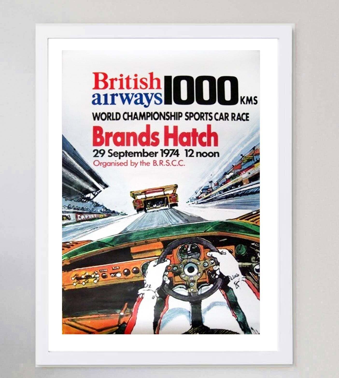 1974 British Airways 1000 World Championship Brands Hatch Original Vintage Poster photo for sale