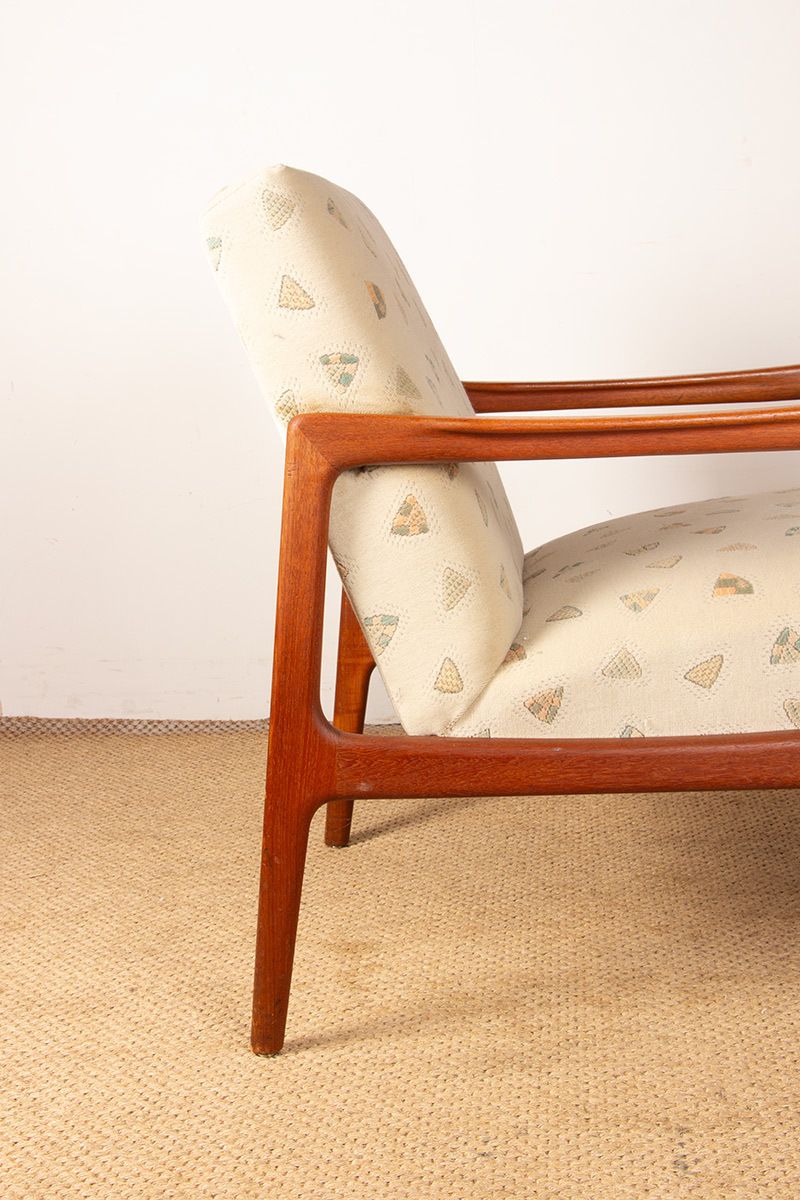 Pair Of Scandinavian Armchairs In Teak And New Fabric, 1960. photo vintage