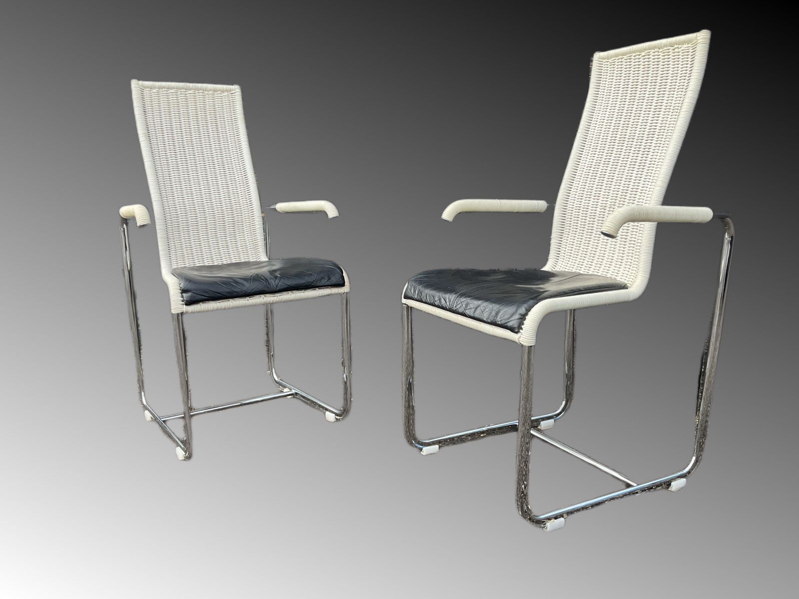 D20 Stainless Steel Leather Wicker Chairs For Tecta, Bauhaus Style photo buy