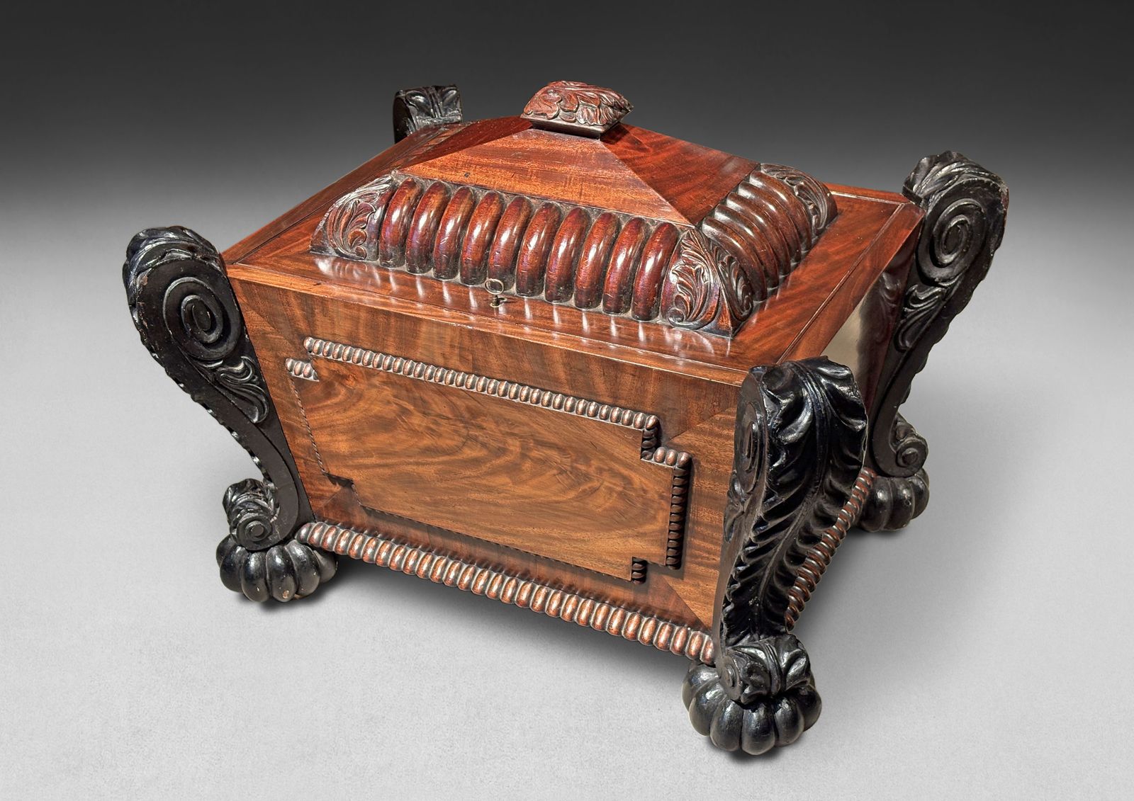 Regency Carved Mahogany And Ebonised Cellarette After Thomas Hope