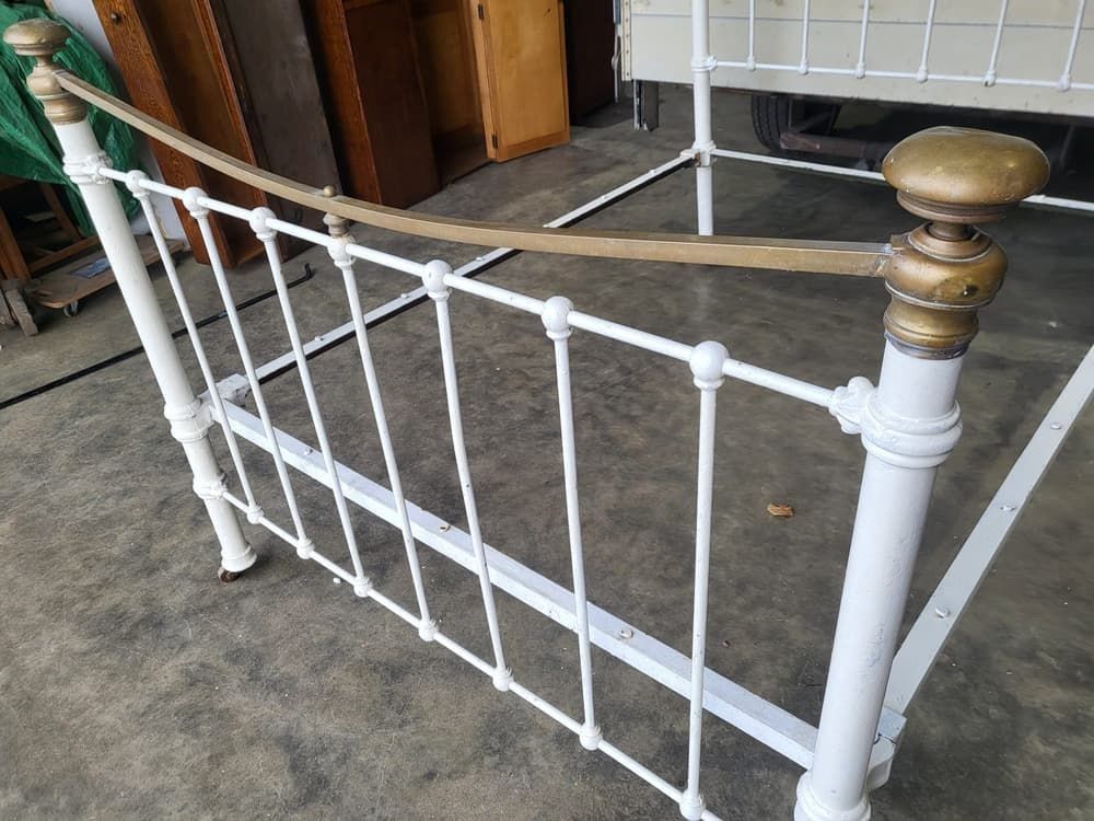 Antique Victorian Cast Iron Double Bed Frame photo for sale