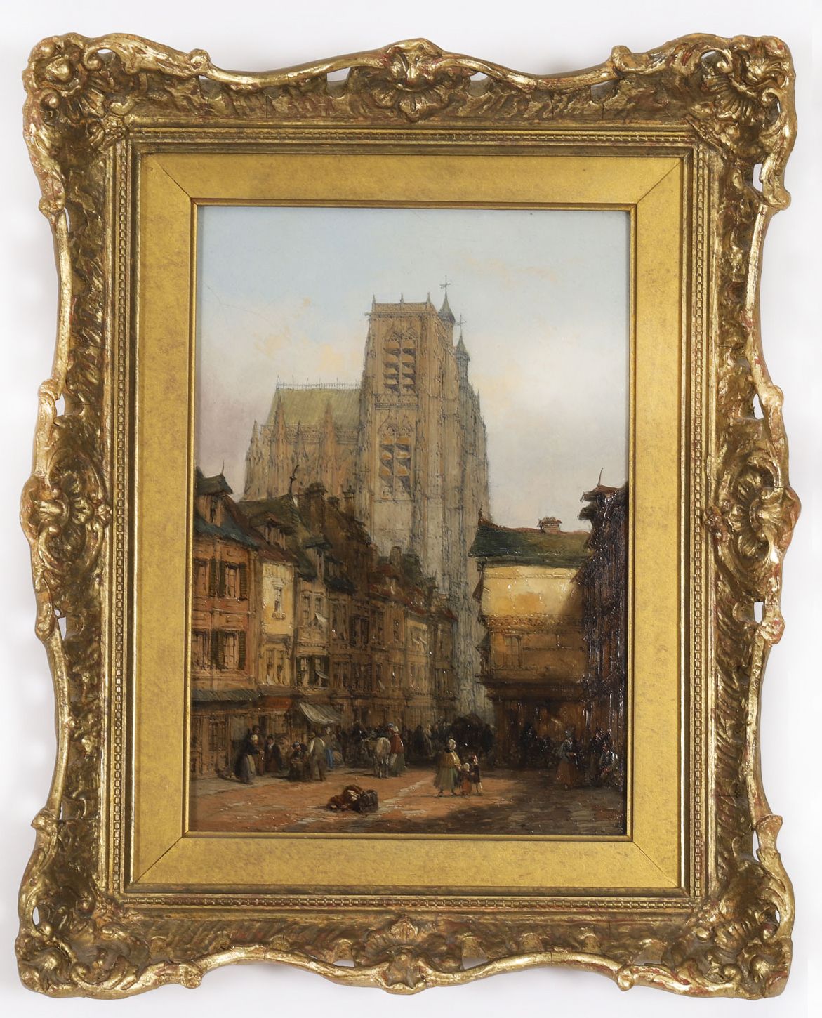 Antique Pair Of Architectural Views Oil Paintings Lewis J Wood Early 19th C photo furniture