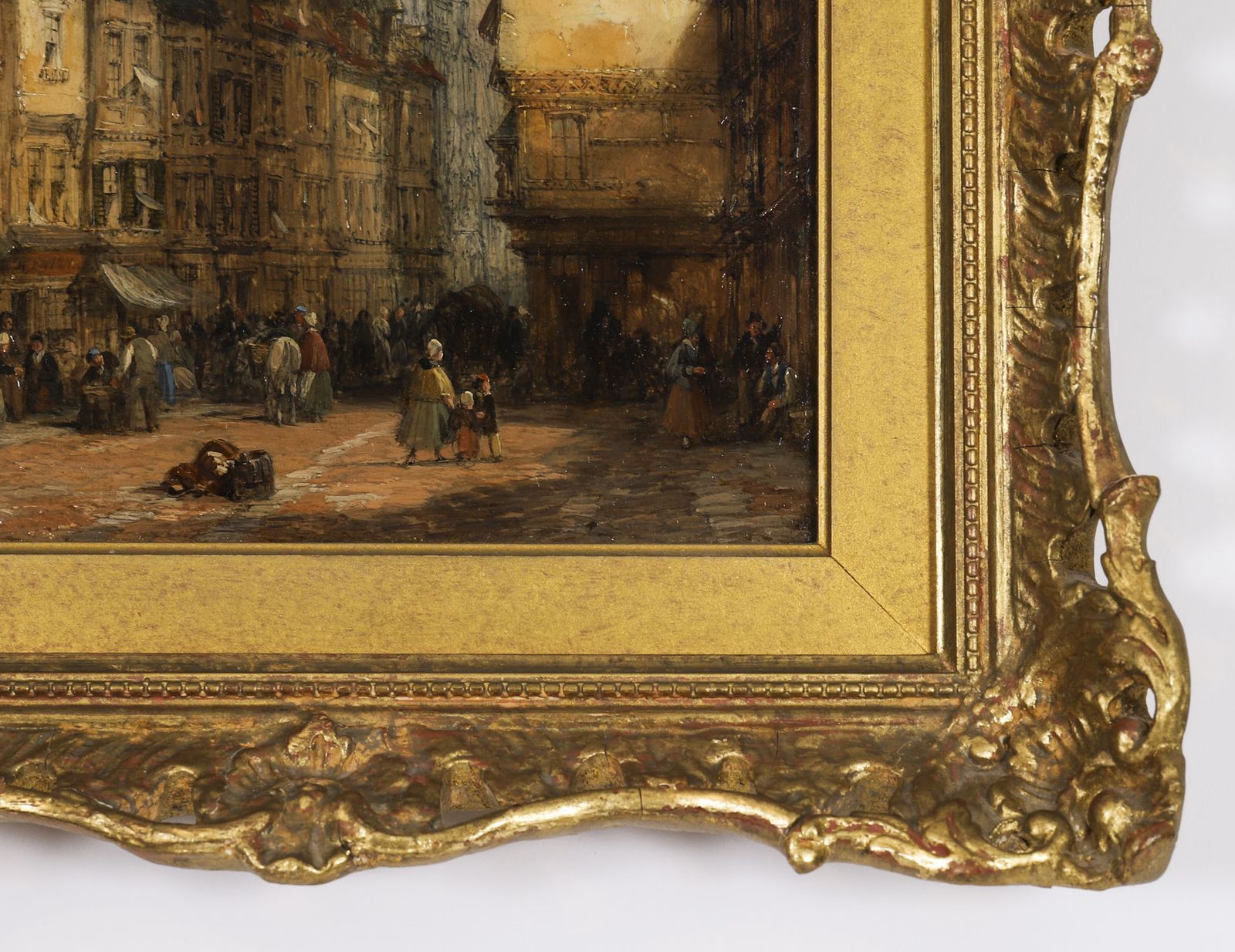 Antique Pair Of Architectural Views Oil Paintings Lewis J Wood Early 19th C photo vinterior
