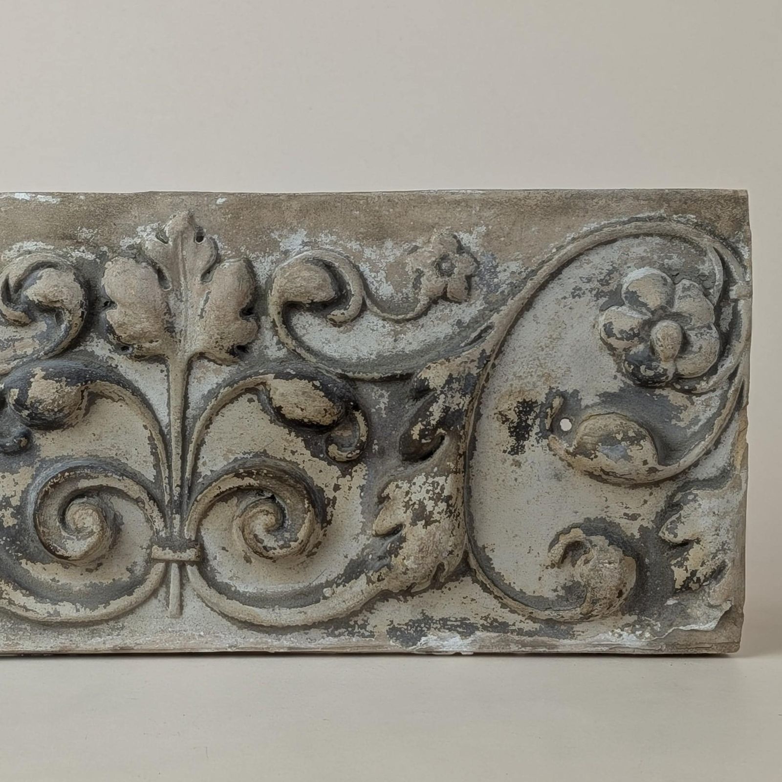 Antique French Century Terracotta Floral 19th Century Architectural Bas Relief Plaque Wall Art photo Art