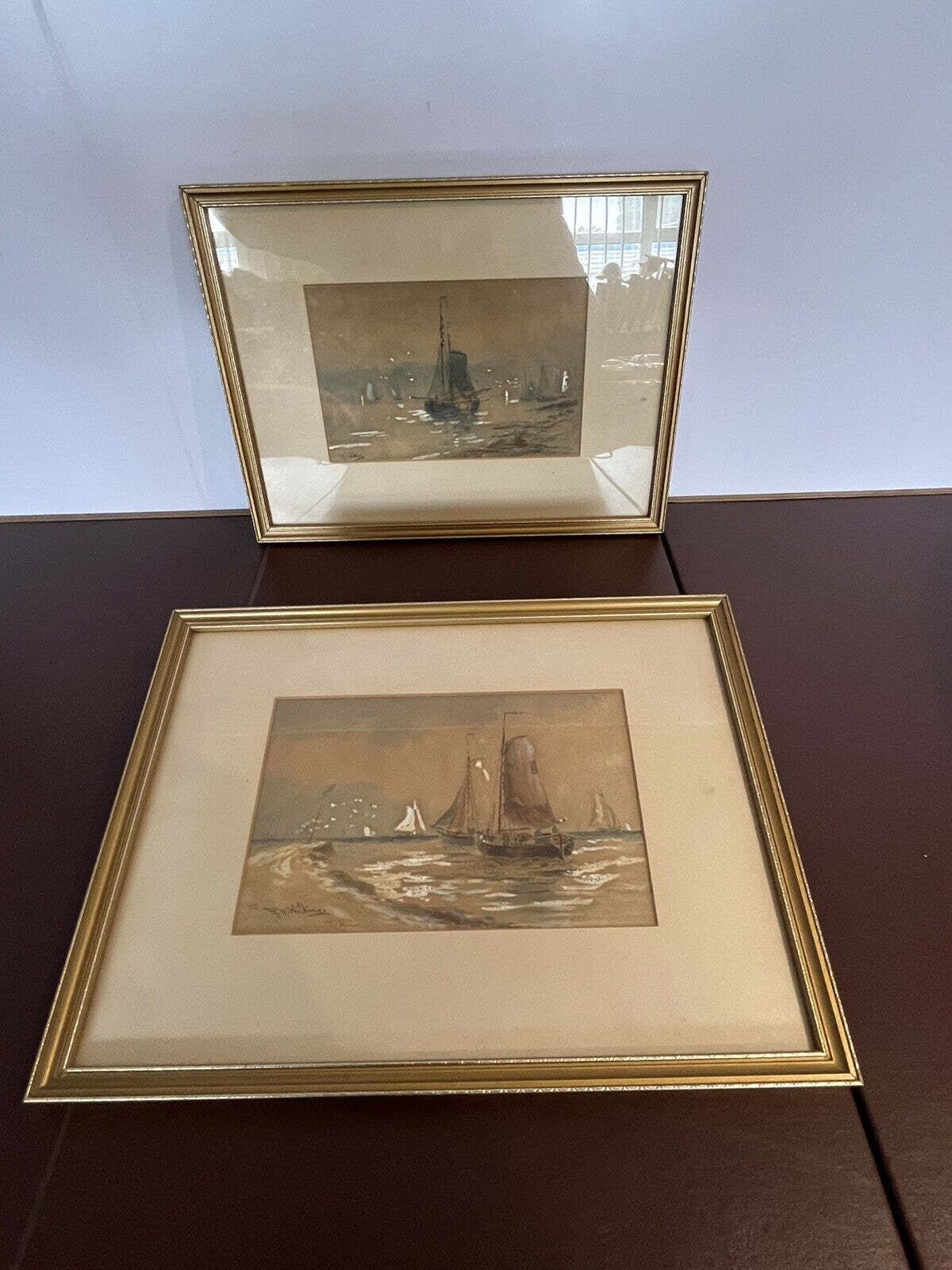 photo vintage Pair Of Framed Marine/ Maritime Watercolours Paintings, Both Signed