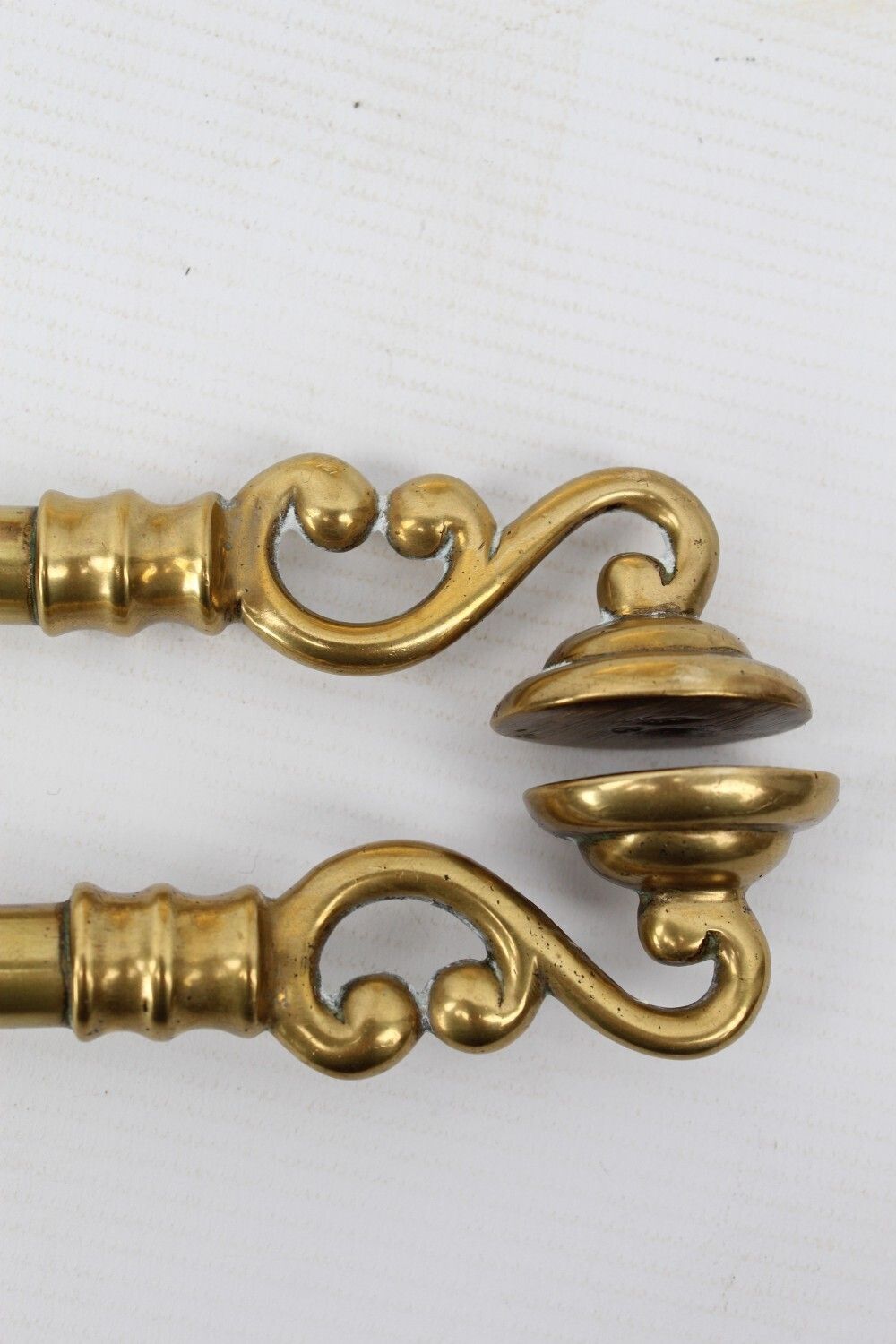 Home Fixtures Set Large Victorian Brass Fire Tools photo