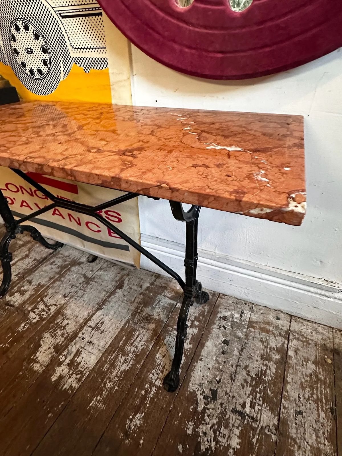 Marble Top Garden Table French C1940 photo for sale