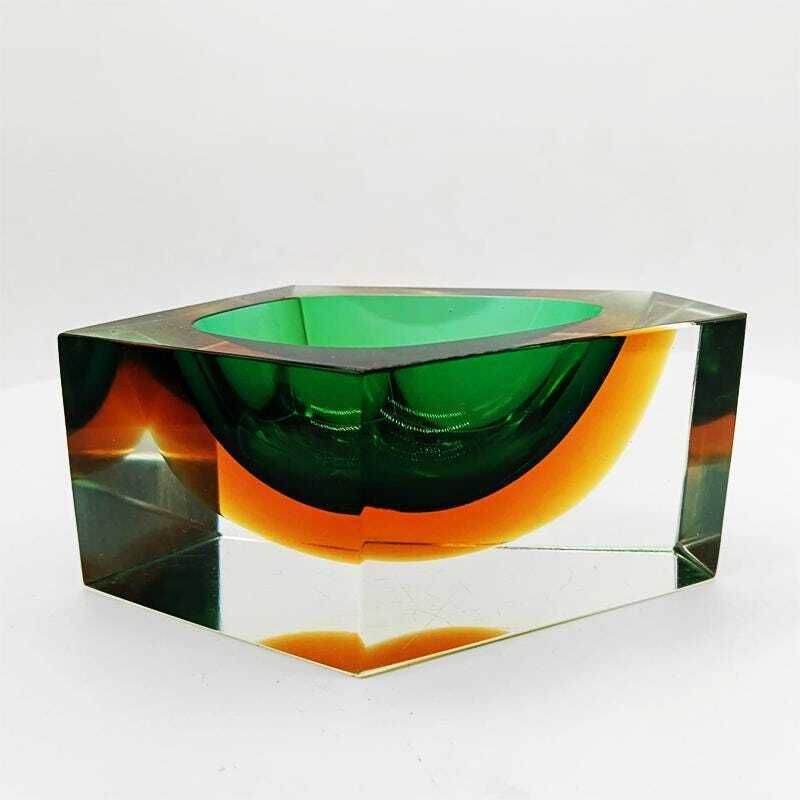 1960s Rare Multifaceted Asymmetrical Ashtray Or Catch All In Murano Glass By Flavio Poli For Seguso. Made In Italy. photo furniture