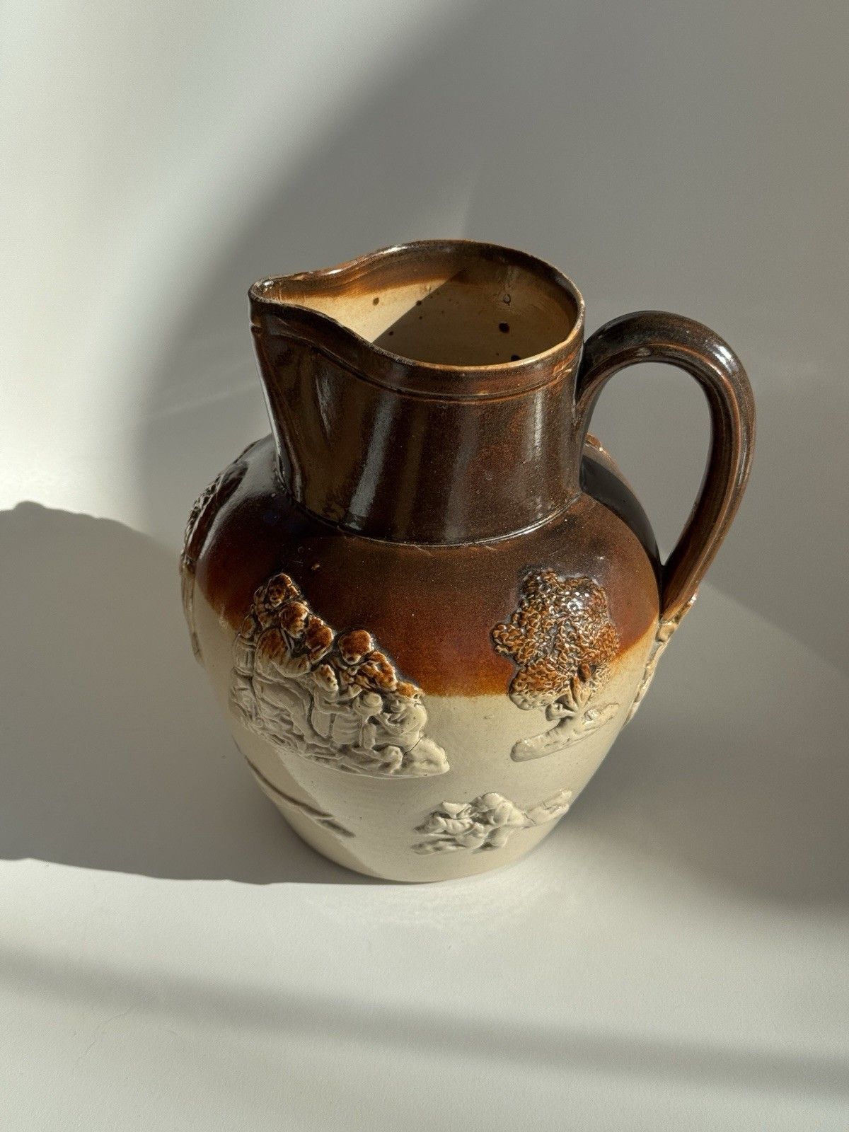 Large Antique Doulton Lambeth Pottery Salt Glaze Jug C1880 photo 70.0