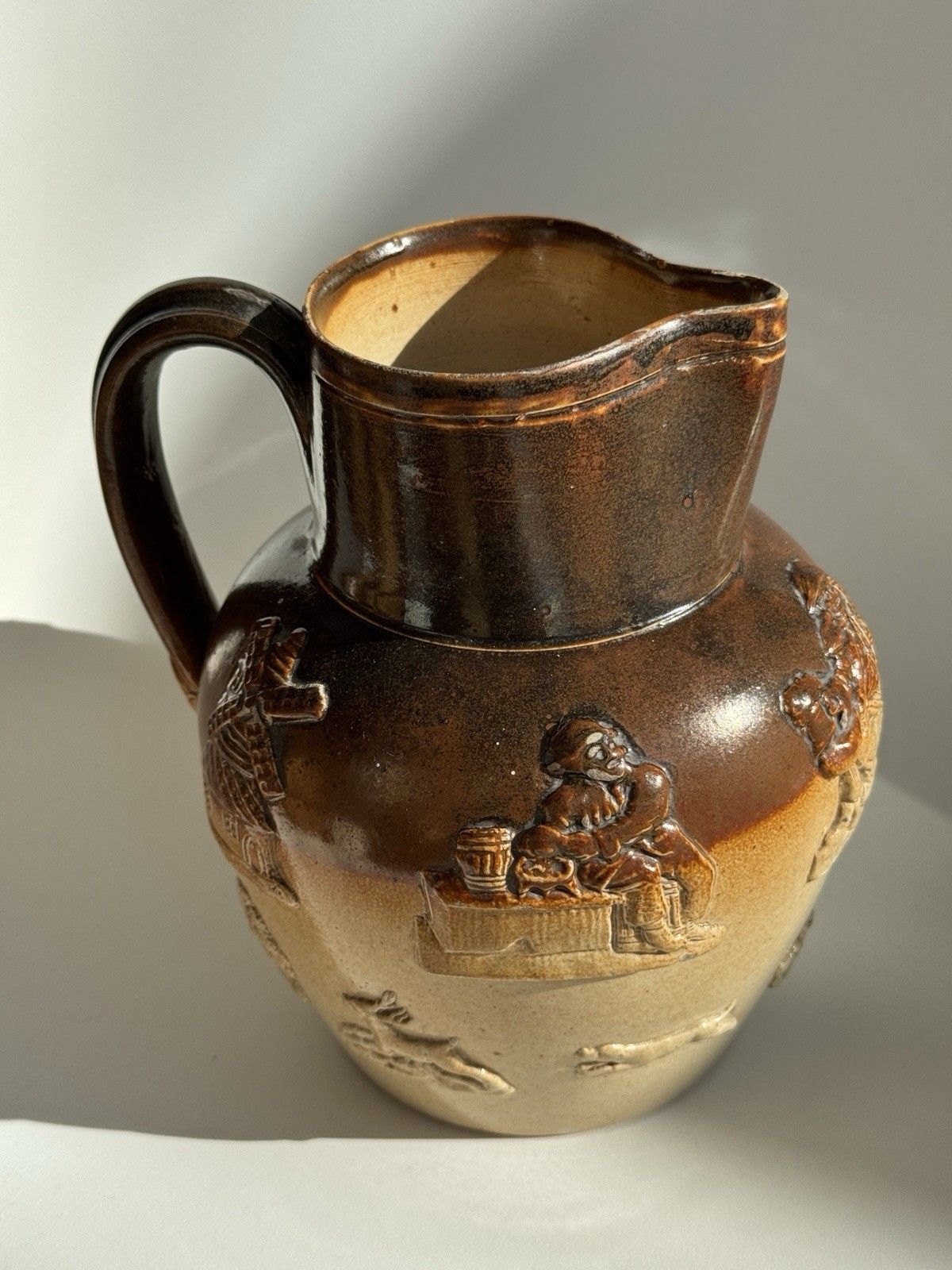photo furniture Large Antique Doulton Lambeth Pottery Salt Glaze Jug C1880