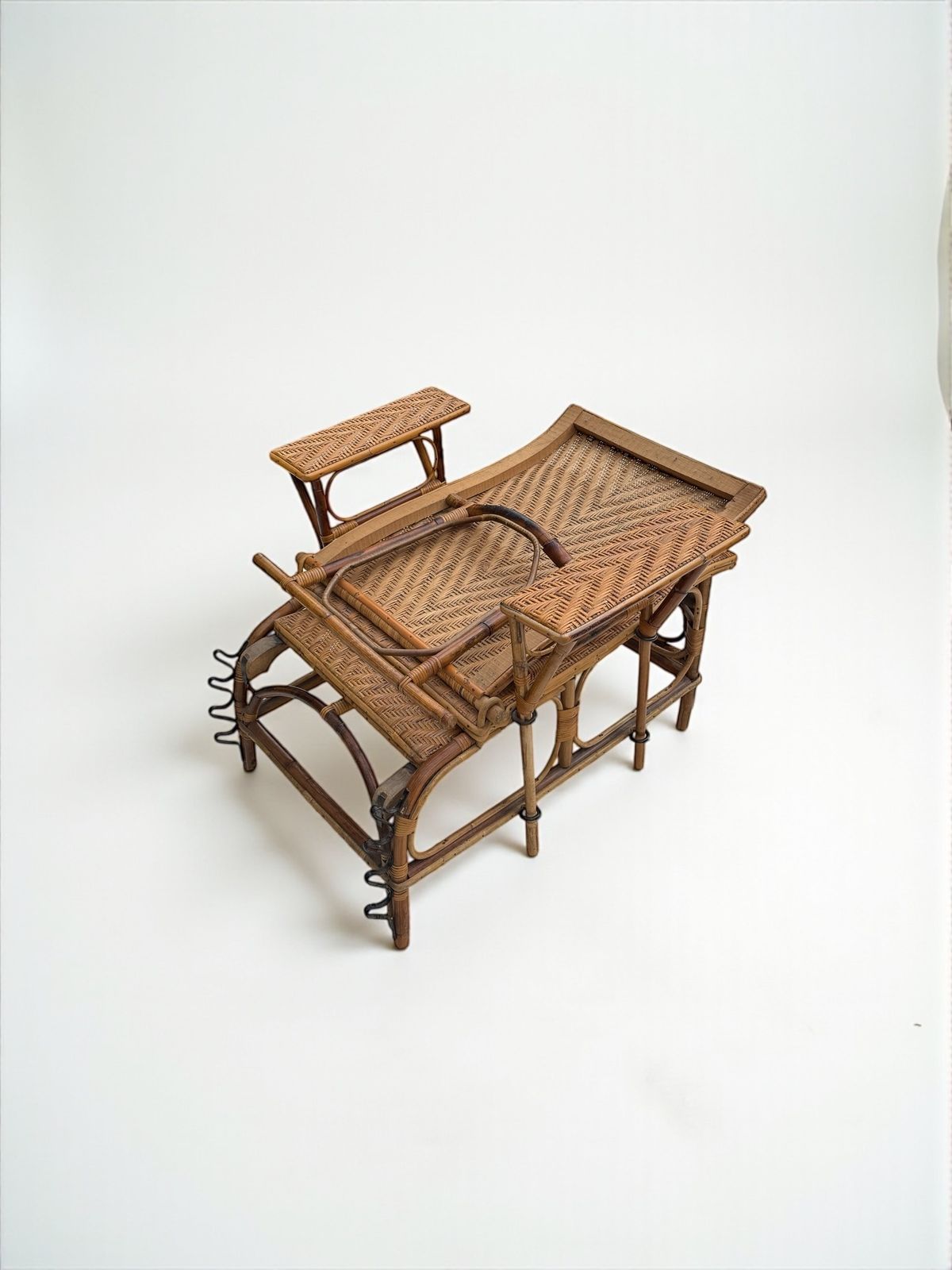 1100.0 A French Early C 20th Steamer Lounge Chair In Bamboo And Cane photo