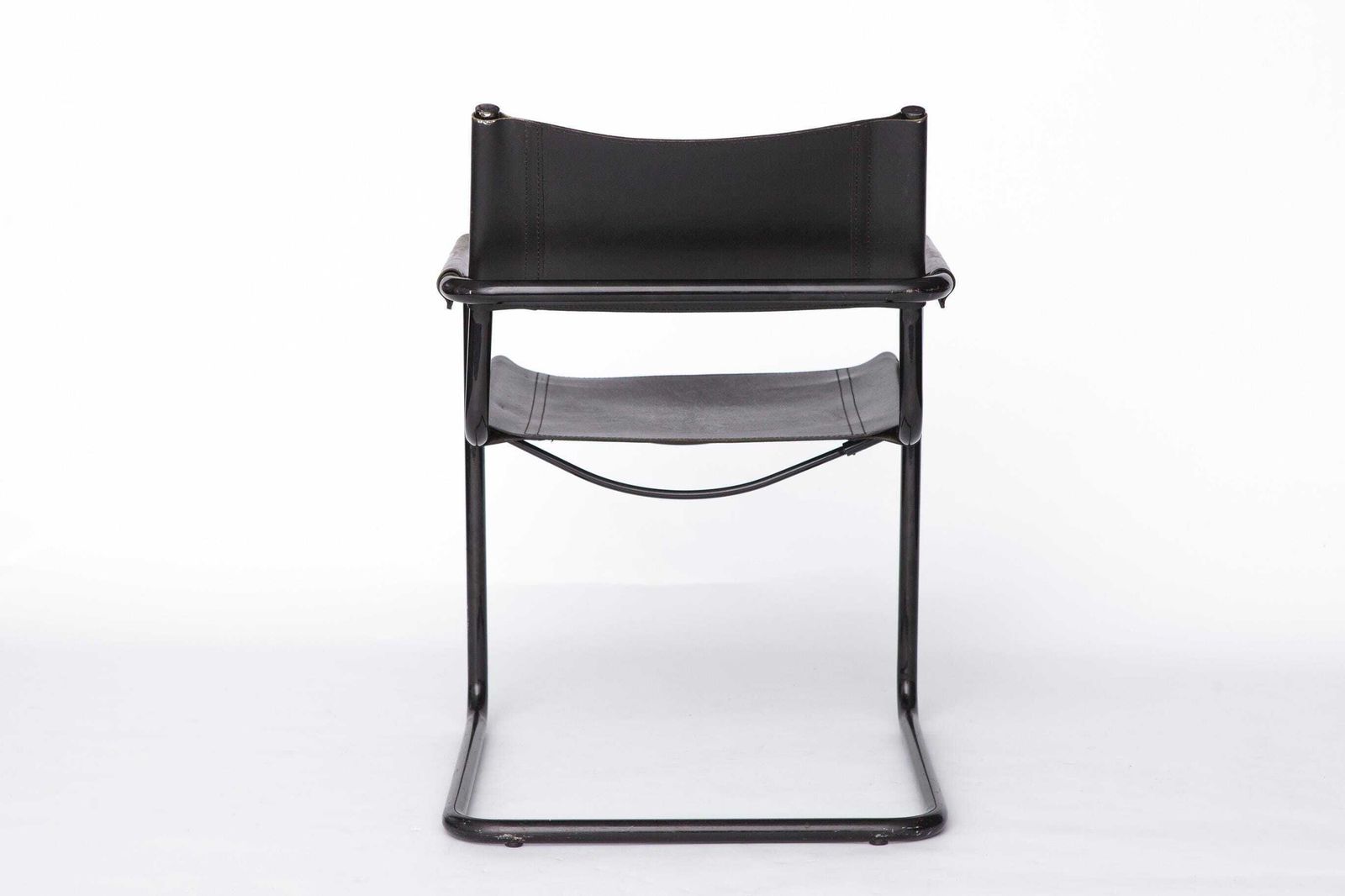 Mid Century Bauhaus Cantilever Chair – Black Leather, Attributed To Mart Stam, 1980s Vintage Modern Design, Metal Frame photo buy