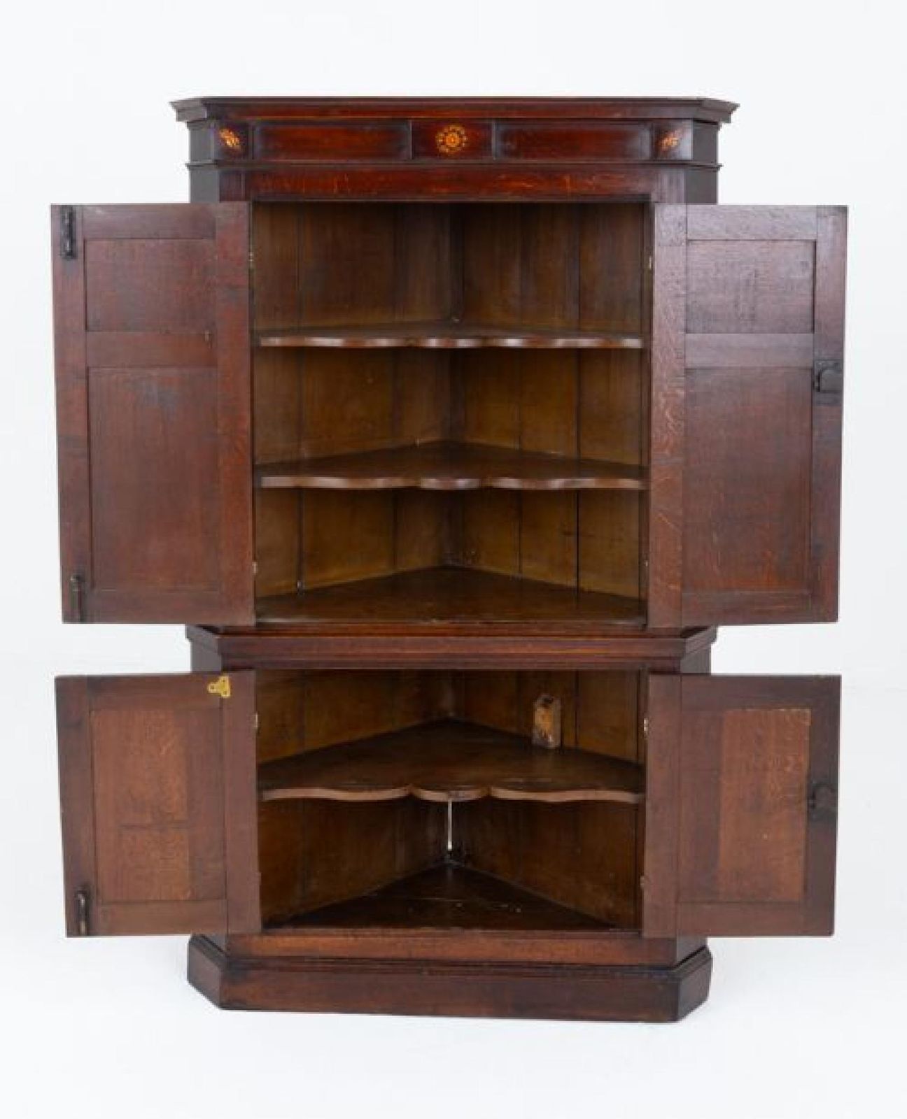 Period Georgian Corner Cabinet Oak Panelled photo furniture