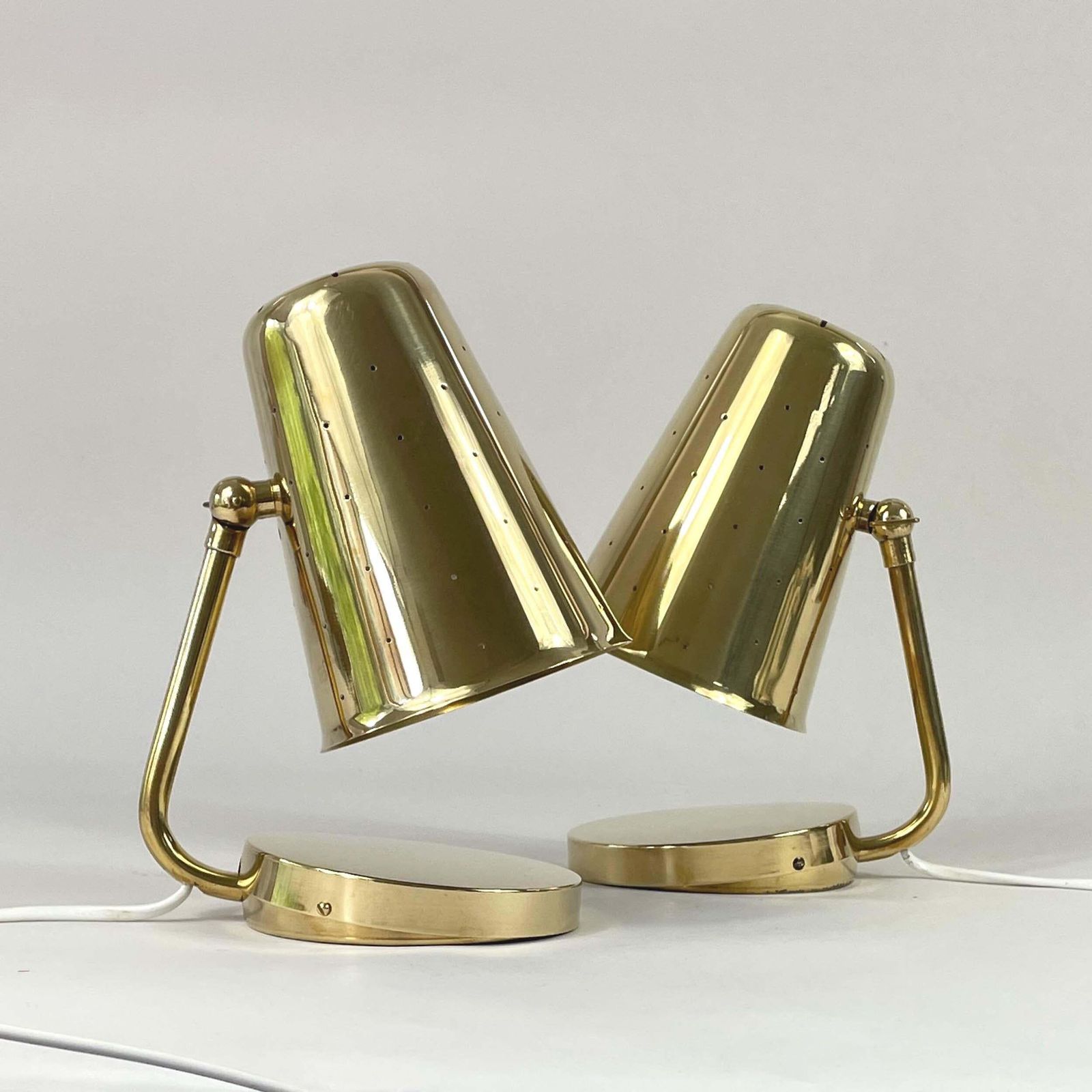 Brass Table Lamps Karl Borén, Boréns Borås Belysning Sweden 1950s, Set Of 2 photo Lighting