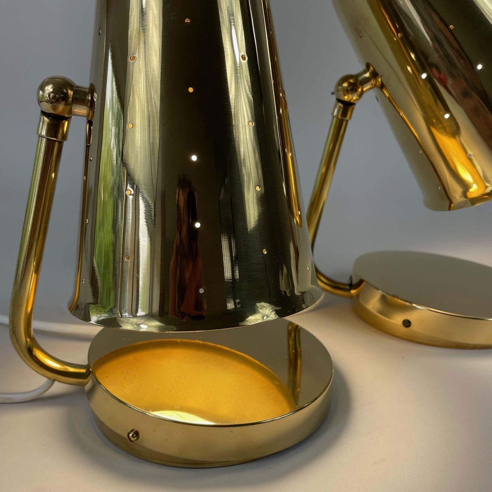 photo for sale Brass Table Lamps Karl Borén, Boréns Borås Belysning Sweden 1950s, Set Of 2