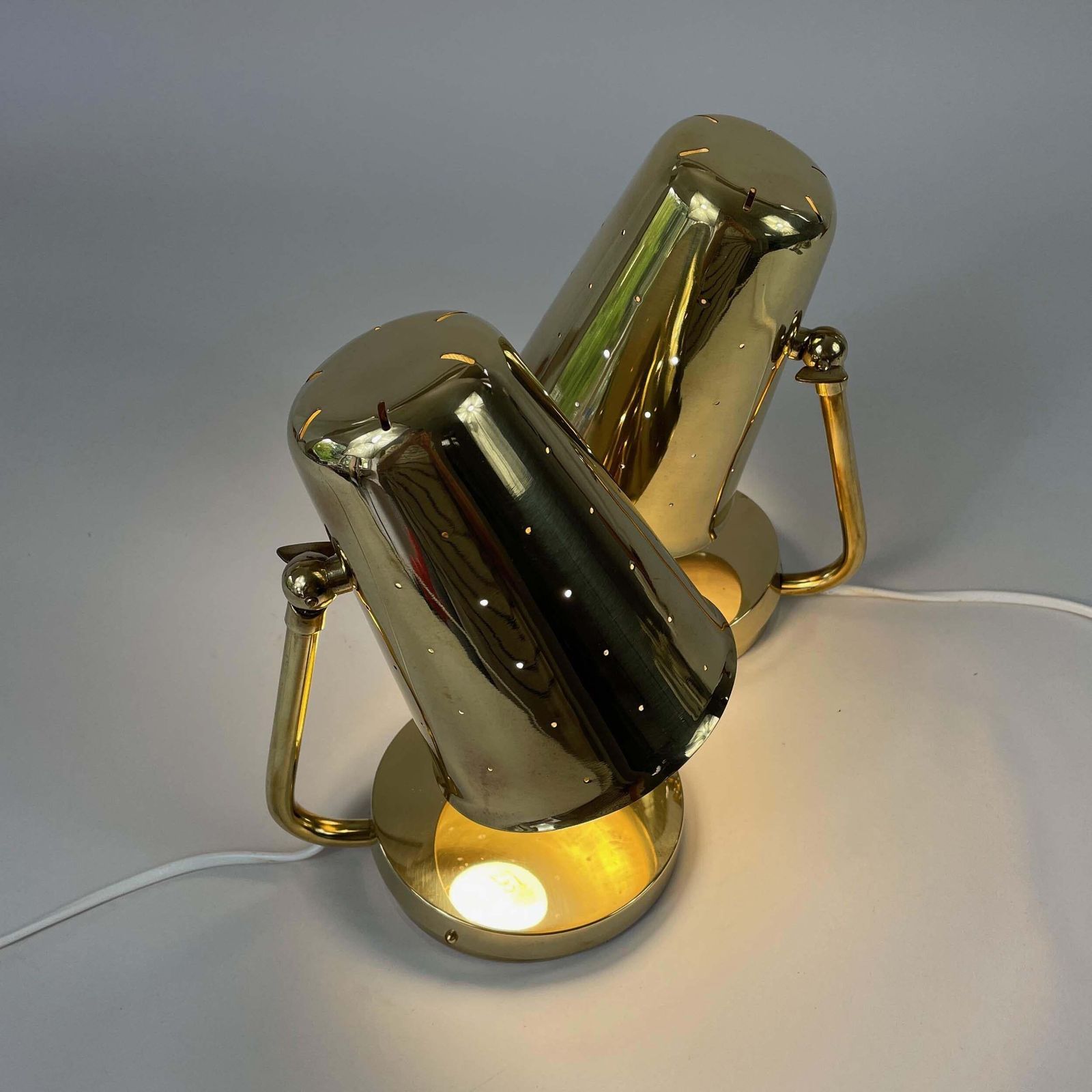 Lighting Brass Table Lamps Karl Borén, Boréns Borås Belysning Sweden 1950s, Set Of 2 photo