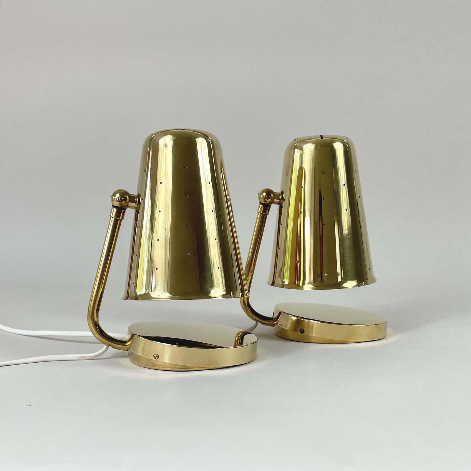 2334.0 Brass Table Lamps Karl Borén, Boréns Borås Belysning Sweden 1950s, Set Of 2 photo