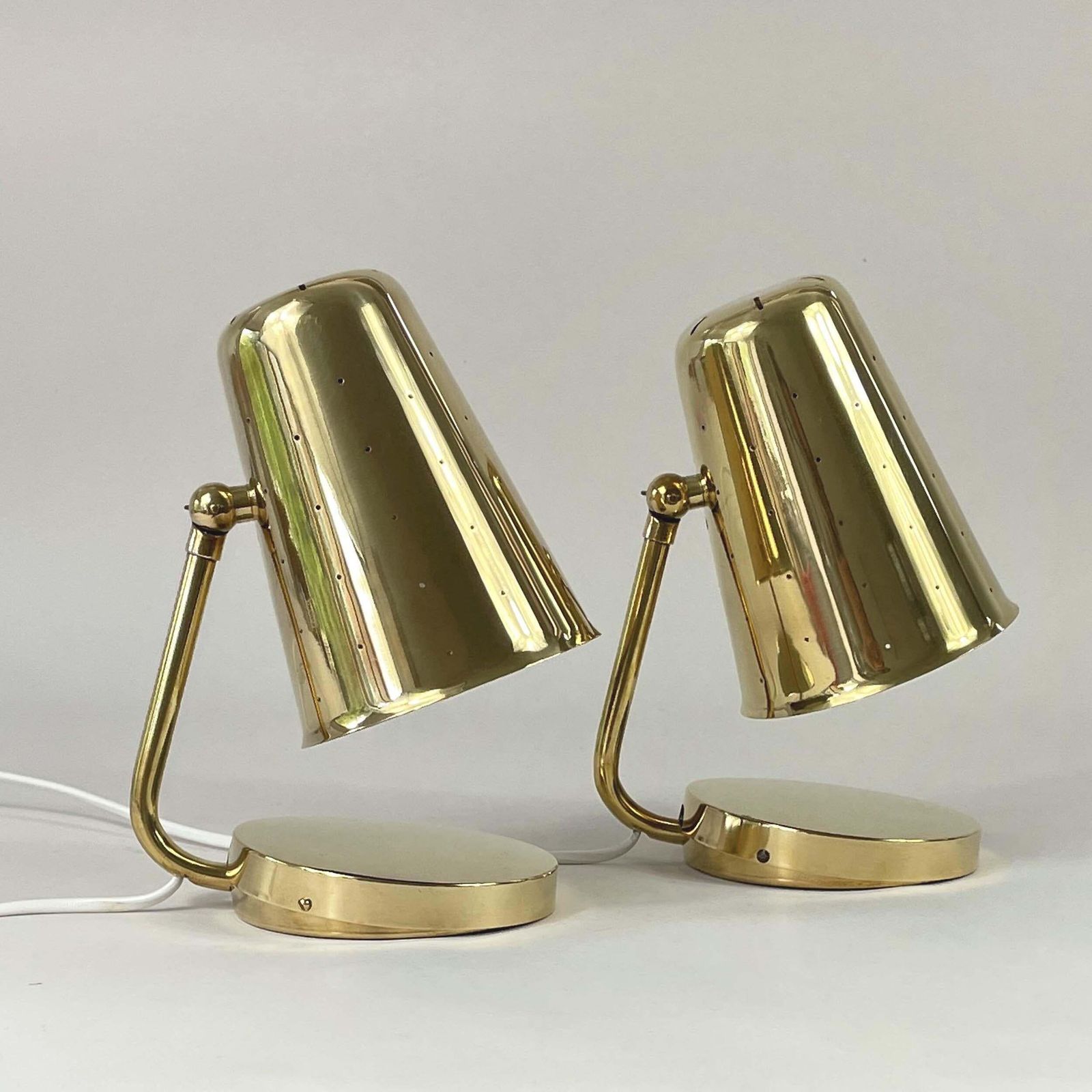 photo vintage Brass Table Lamps Karl Borén, Boréns Borås Belysning Sweden 1950s, Set Of 2