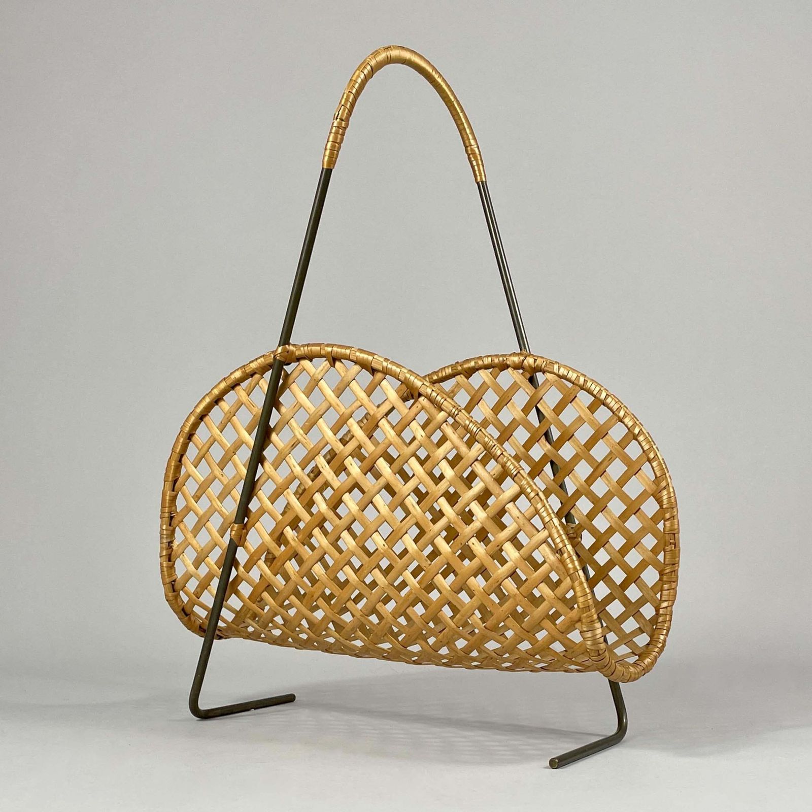 Rattan Wicker Magazine Rack, Austria 1950s photo Home Decor