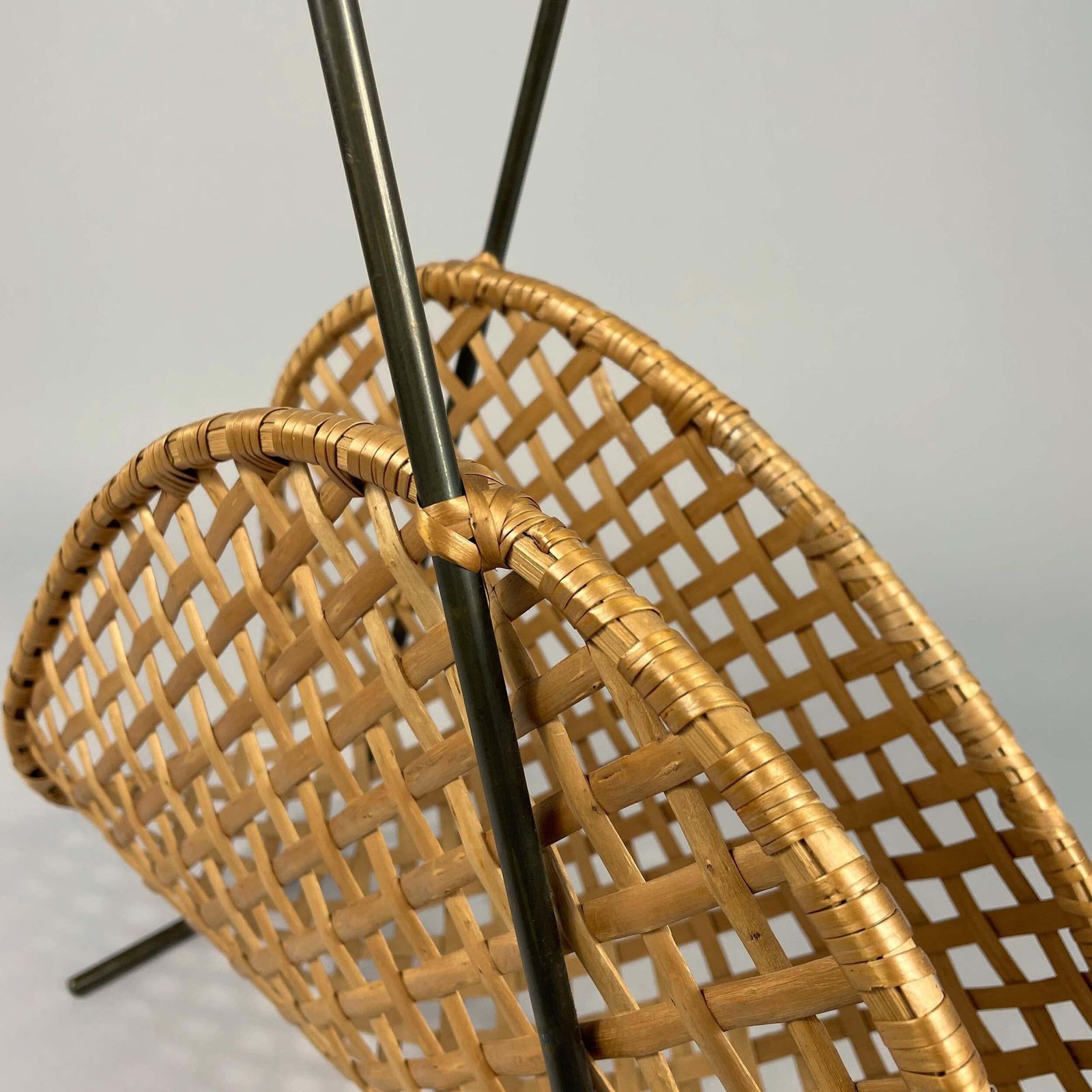 photo for sale Rattan Wicker Magazine Rack, Austria 1950s