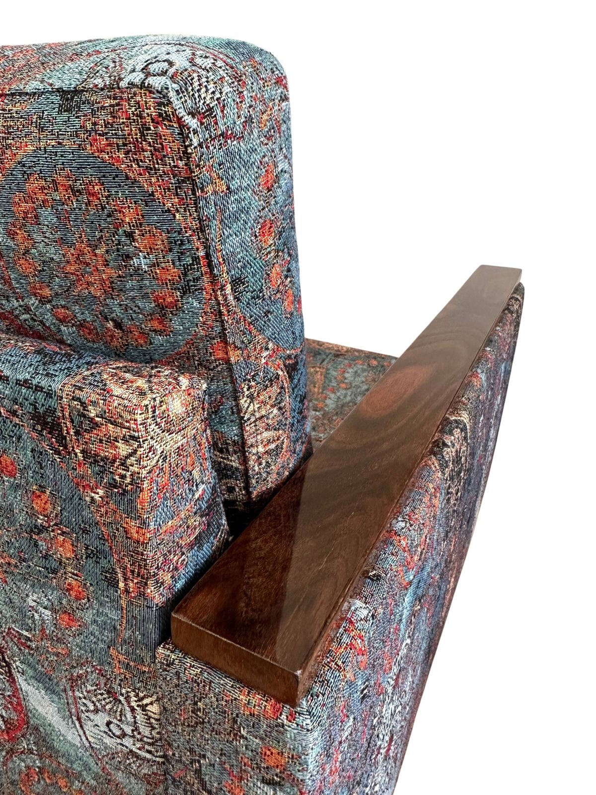 photo for sale Mid Century Geometric Armchairs With Ethnic Motif, Europe, 1970s