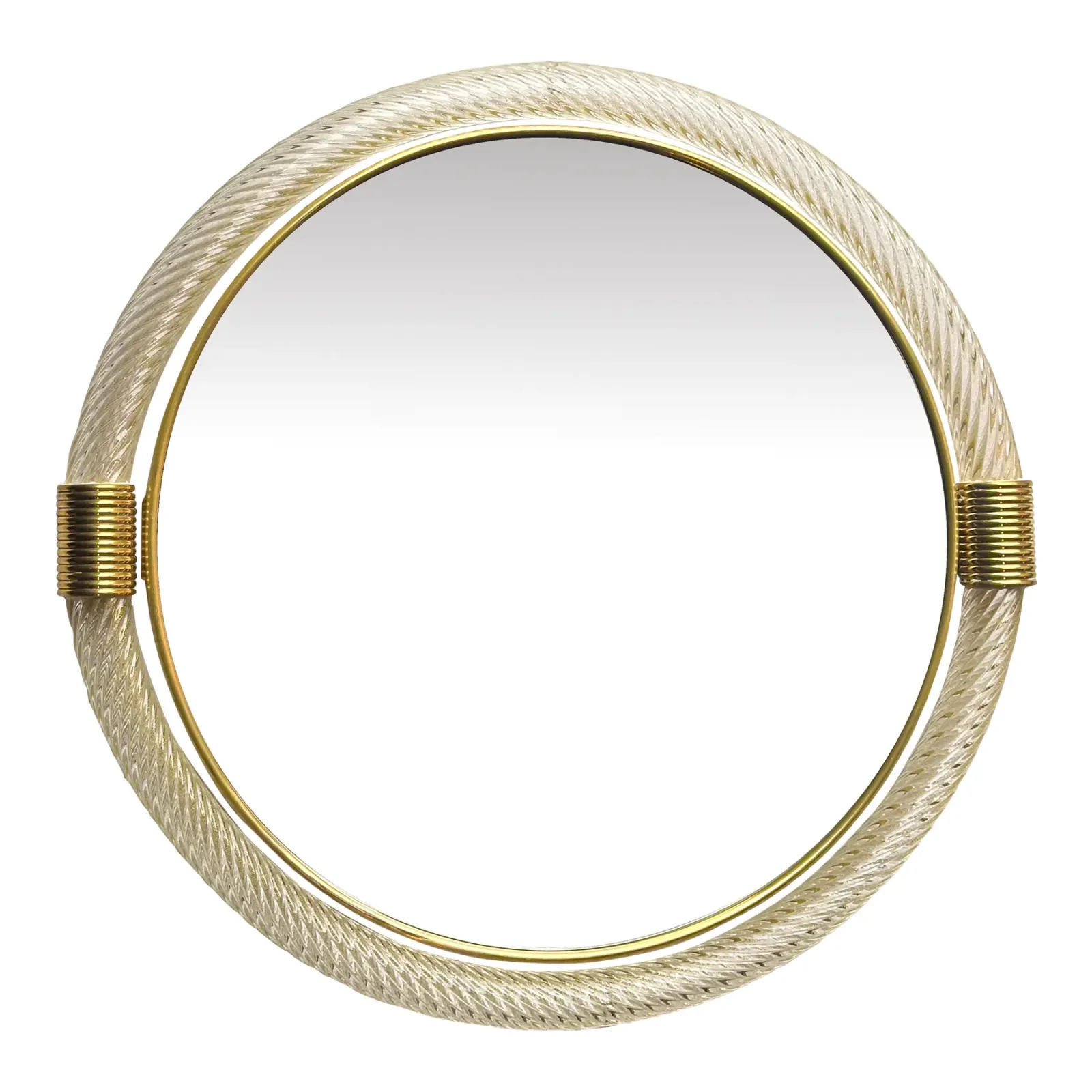 Venetian Round"Torgiglione Torchon" Murano Glass Wall Mirror In Barovier Style photo furniture