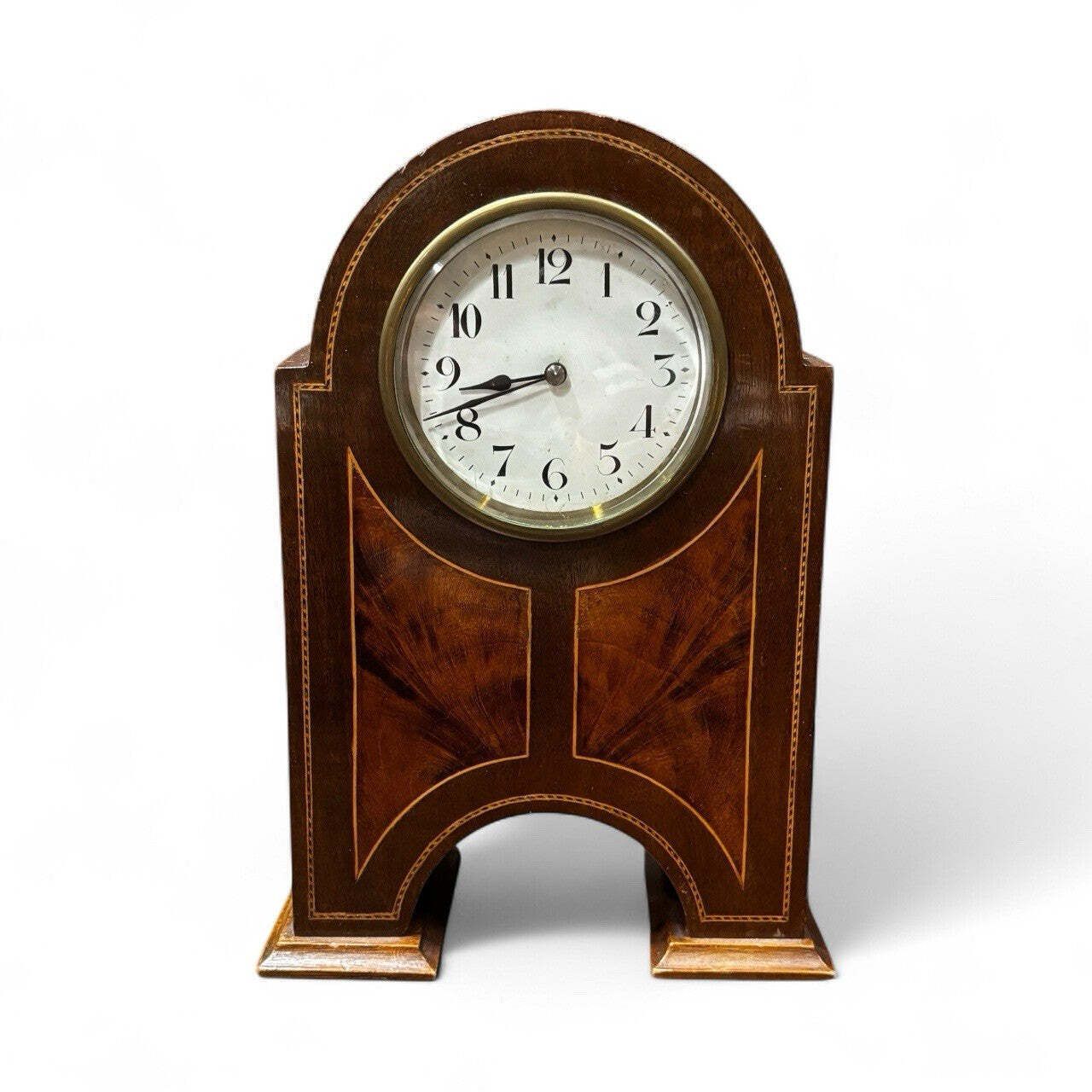 Art Nouveau Inlaid Mantle Clock. Ticking Away Nicely. With Key