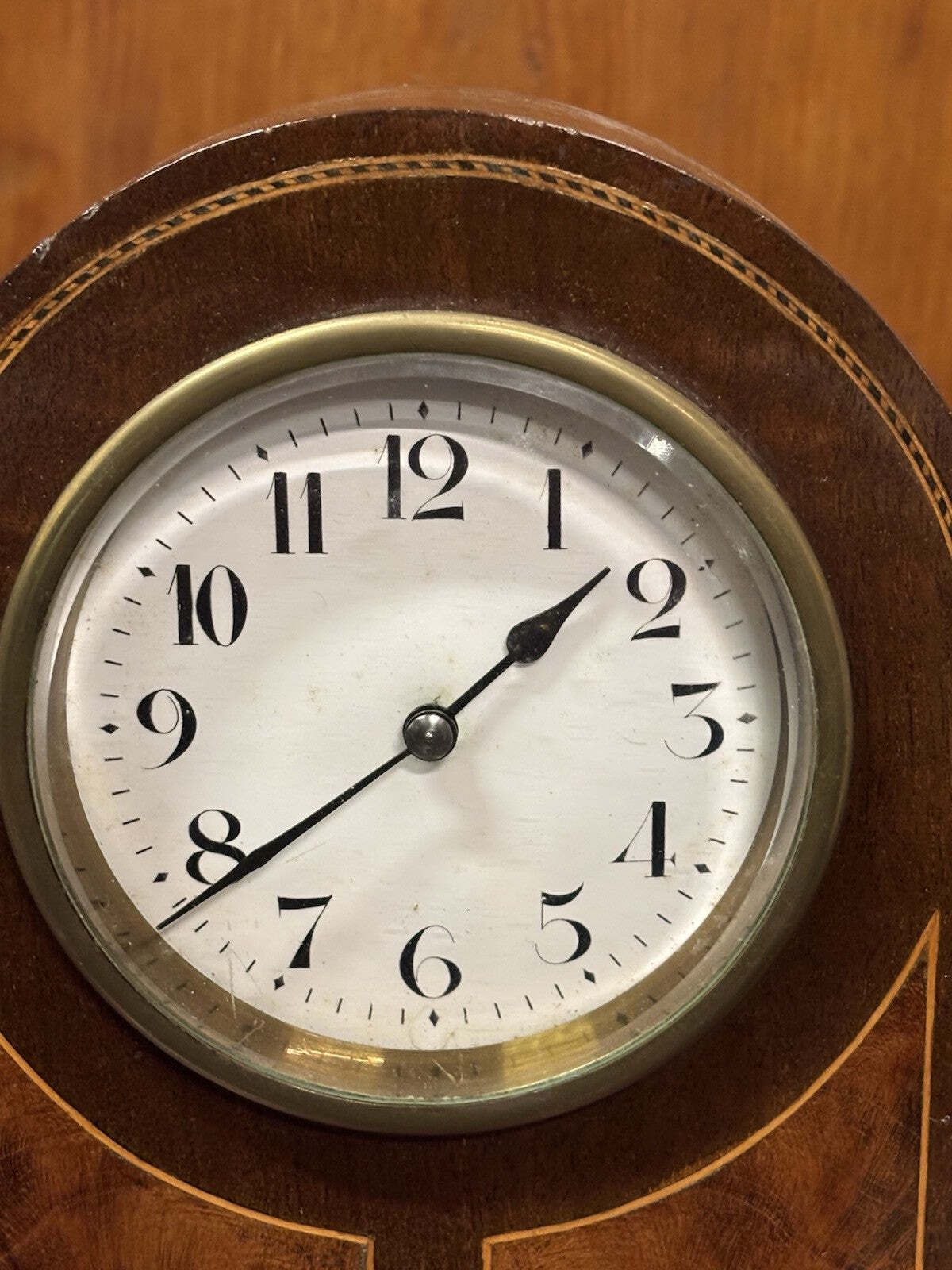 Art Nouveau Inlaid Mantle Clock. Ticking Away Nicely. With Key photo Lighting