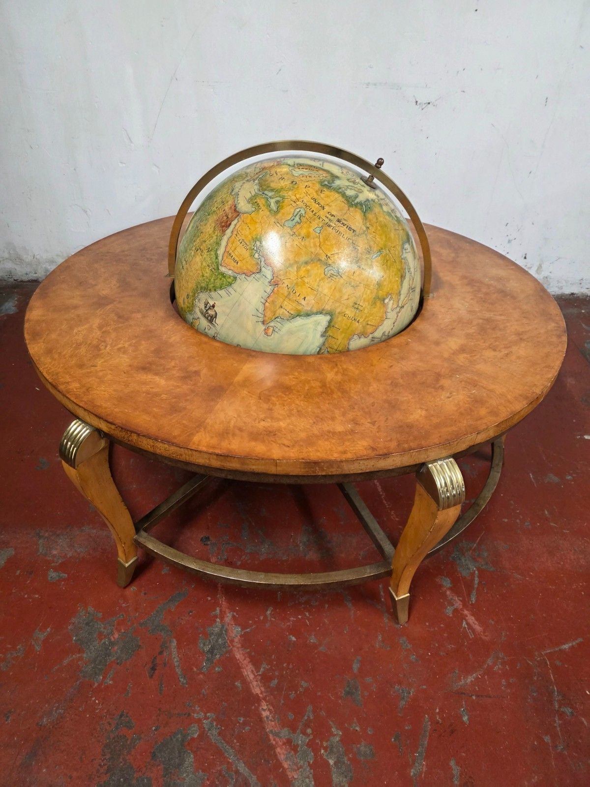 1960s Mid Century Ernest Hemingway Collection La Monde Globe Coffee Table photo vinterior