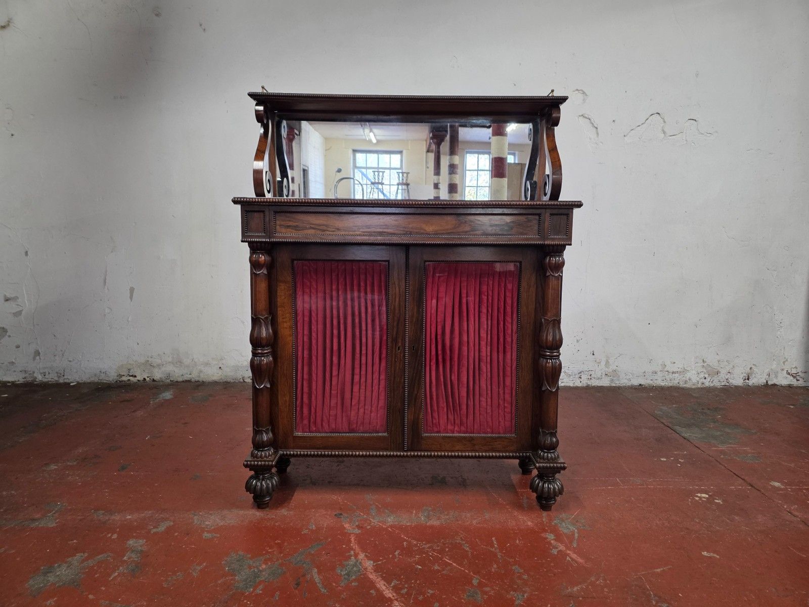 Antique Rosewood William IV Chiffionier Mirror Back Book Case
